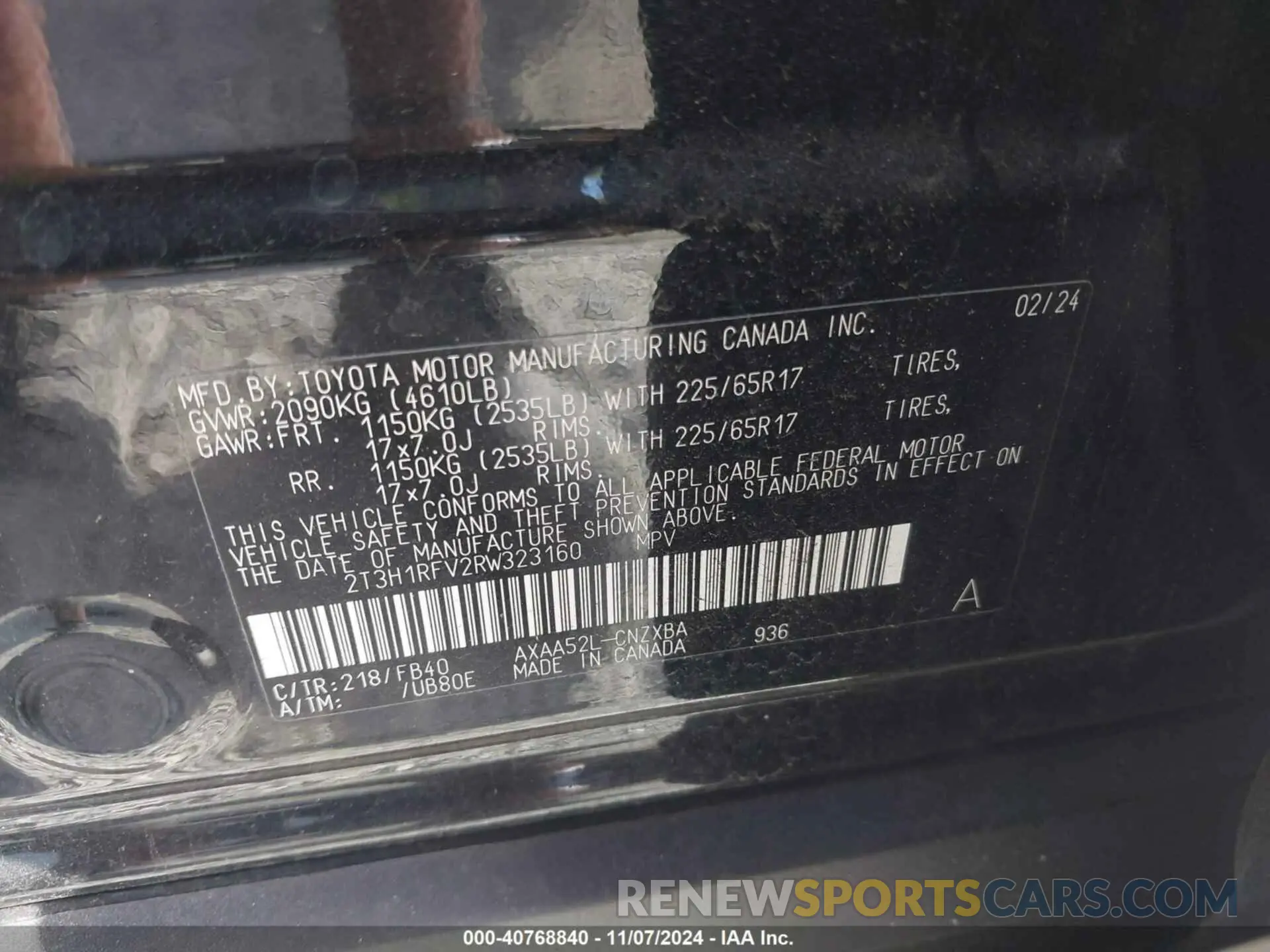 9 fotografías del automóvil dañado 2T3H1RFV2RW323160 TOYOTA RAV4 2024