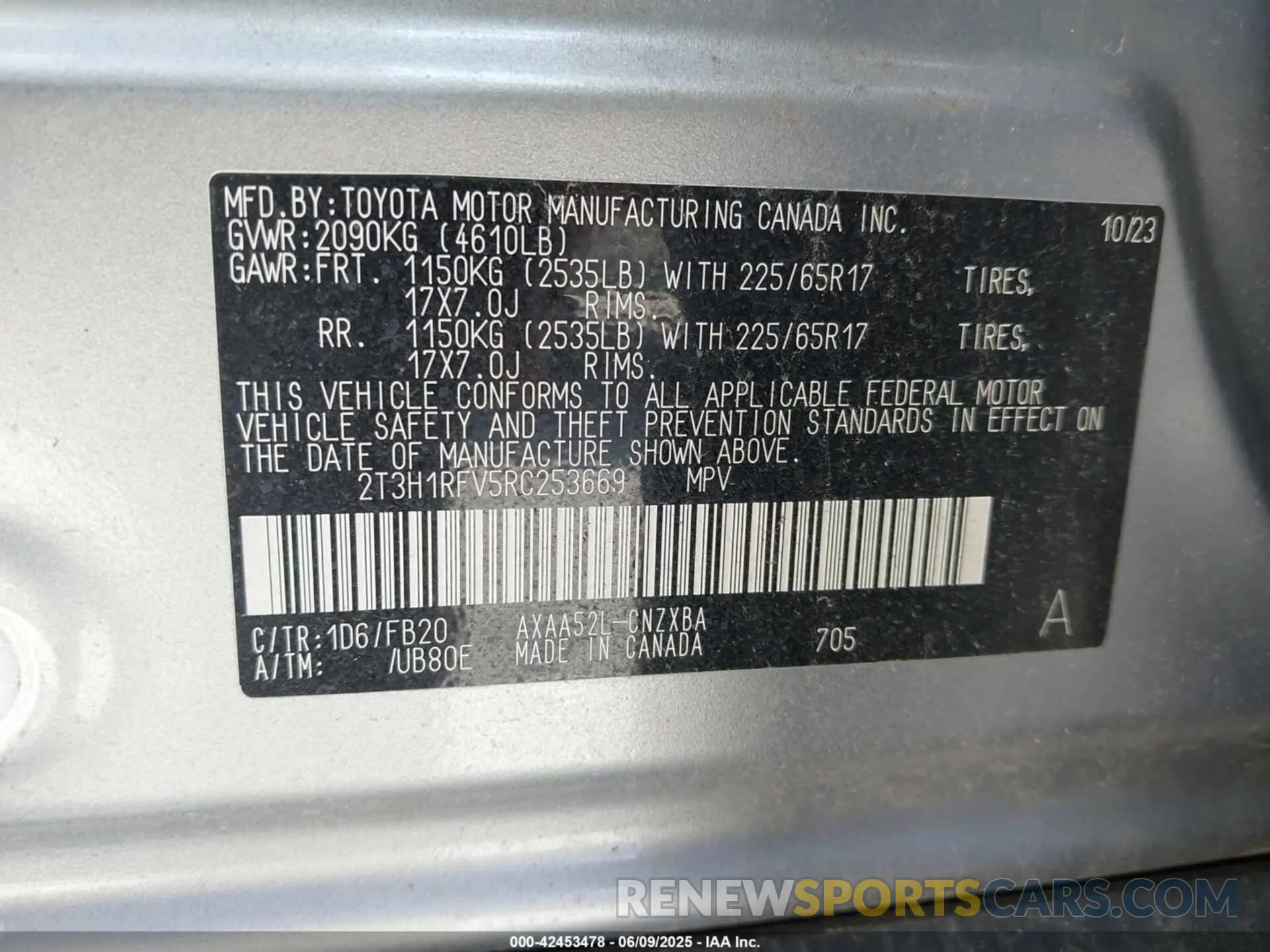 9 fotografías del automóvil dañado 2T3H1RFV5RC253669 TOYOTA RAV4 2024