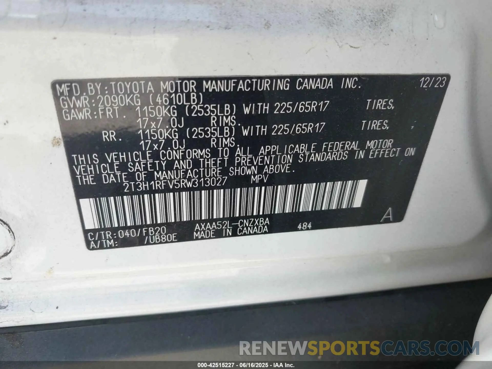 9 fotografías del automóvil dañado 2T3H1RFV5RW313027 TOYOTA RAV4 2024