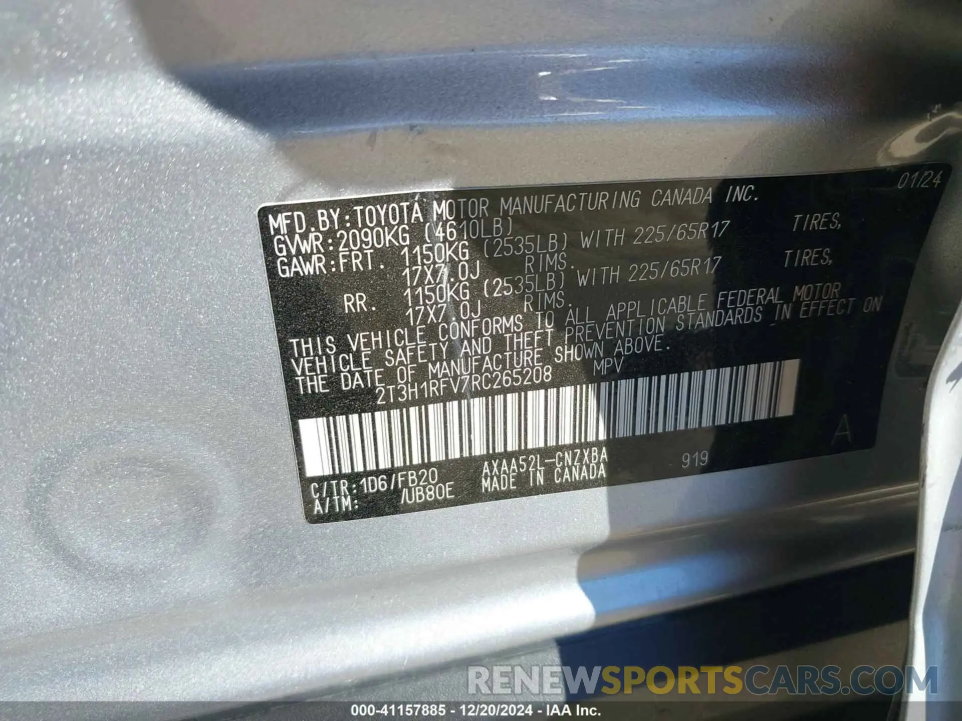 9 fotografías del automóvil dañado 2T3H1RFV7RC265208 TOYOTA RAV4 2024