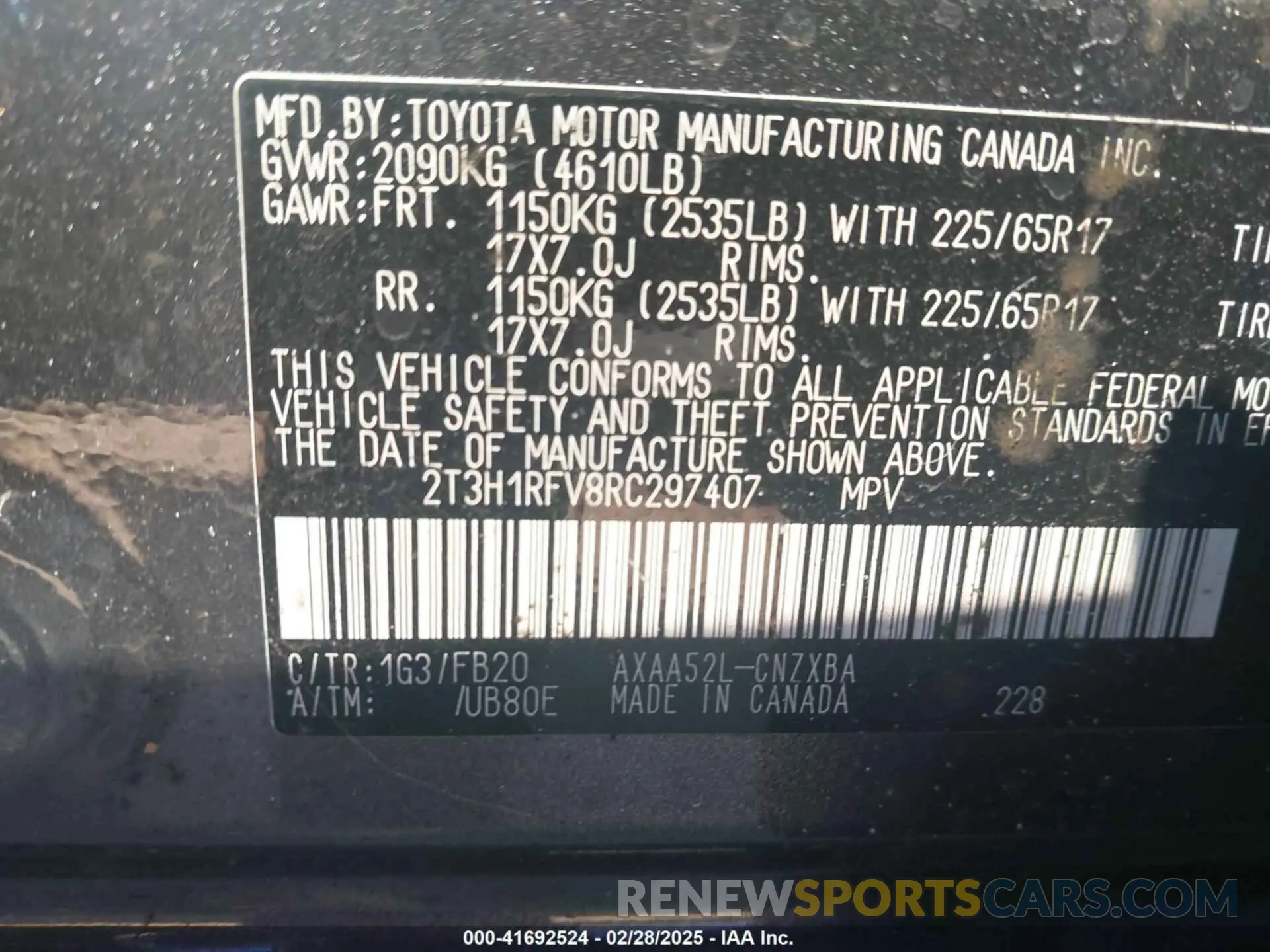 9 fotografías del automóvil dañado 2T3H1RFV8RC297407 TOYOTA RAV4 2024