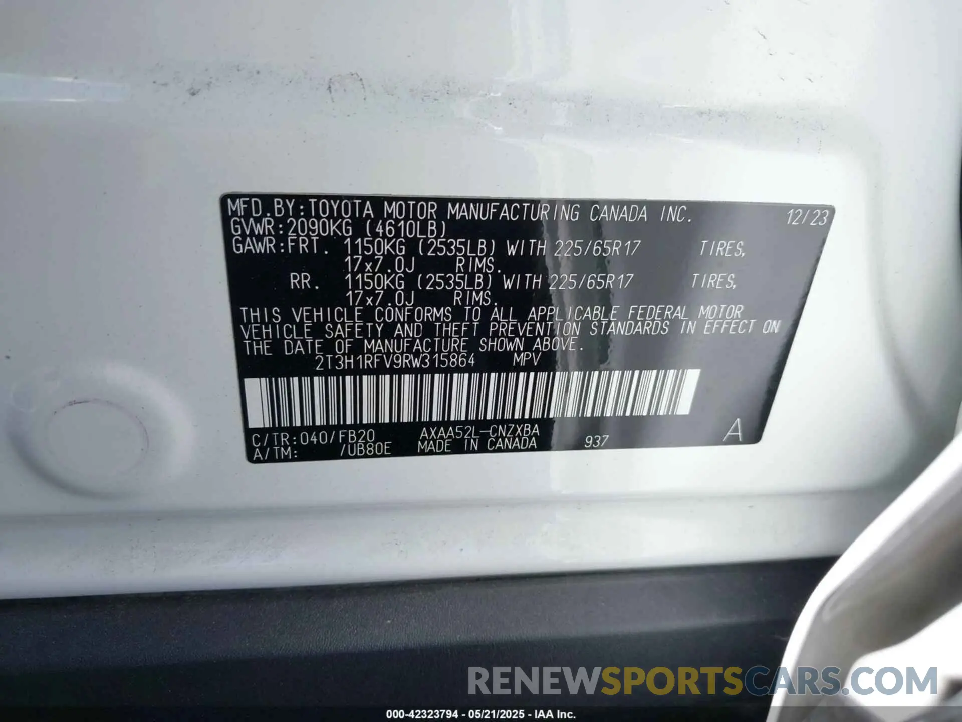 9 fotografías del automóvil dañado 2T3H1RFV9RW315864 TOYOTA RAV4 2024