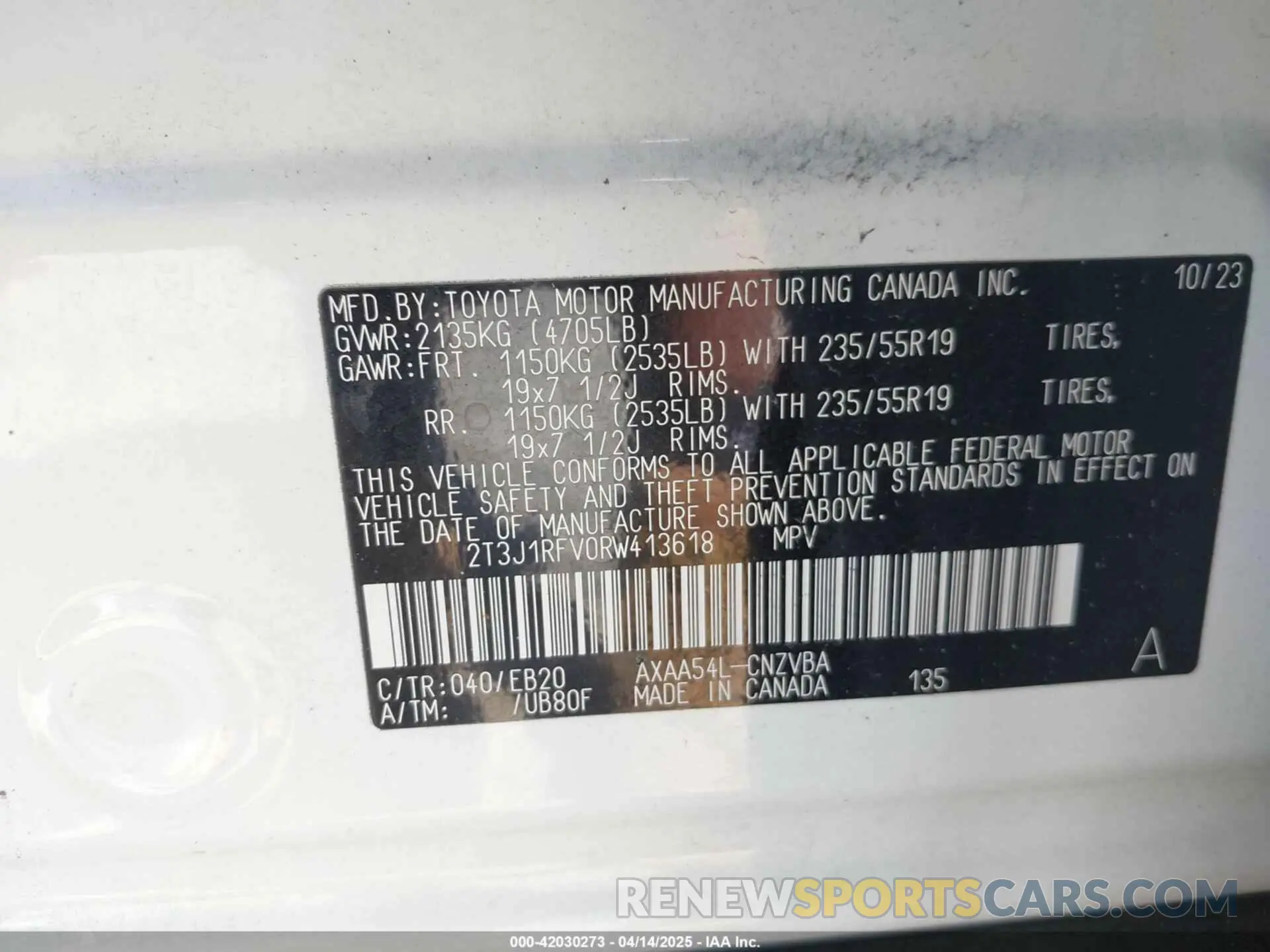 9 fotografías del automóvil dañado 2T3J1RFV0RW413618 TOYOTA RAV4 2024