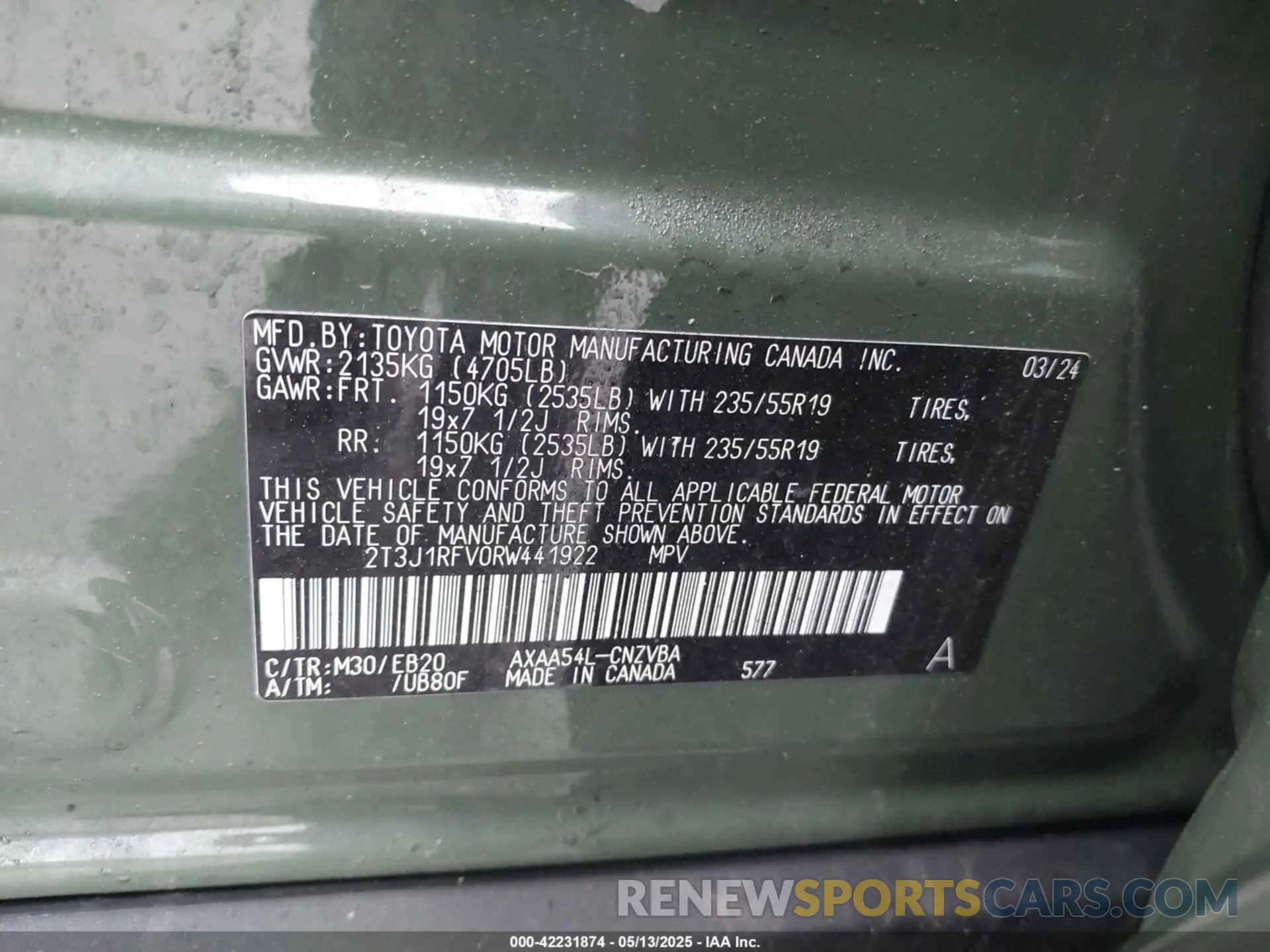 9 fotografías del automóvil dañado 2T3J1RFV0RW441922 TOYOTA RAV4 2024