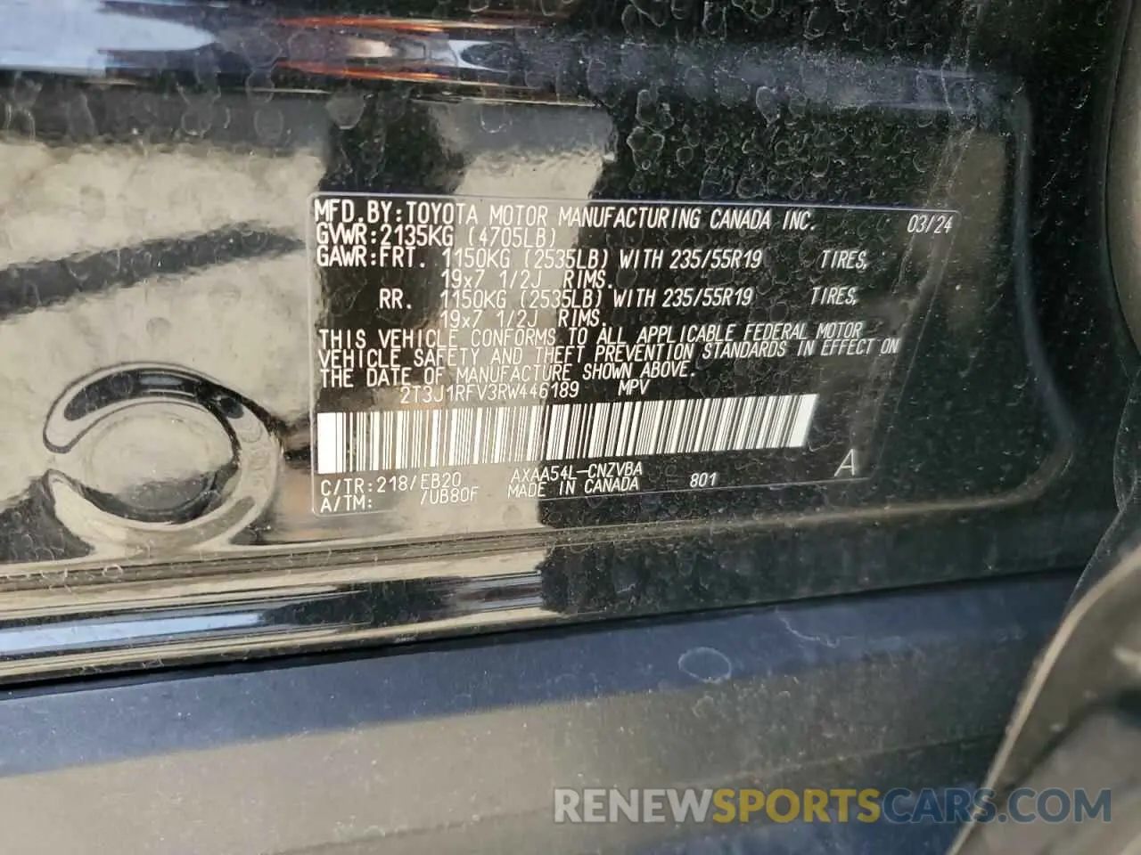 14 fotografías del automóvil dañado 2T3J1RFV3RW446189 TOYOTA RAV4 2024