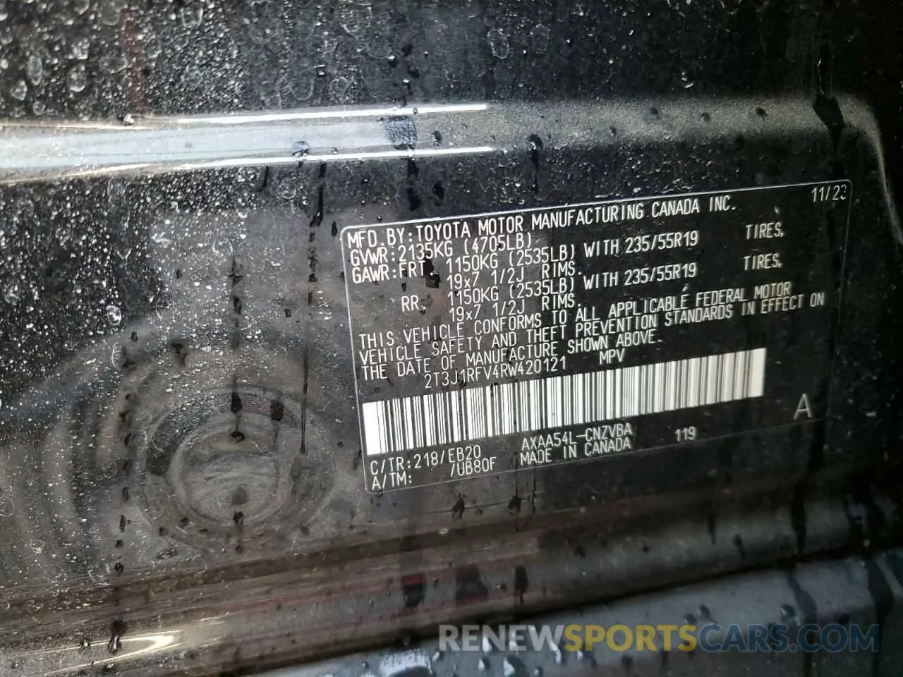 12 fotografías del automóvil dañado 2T3J1RFV4RW420121 TOYOTA RAV4 2024
