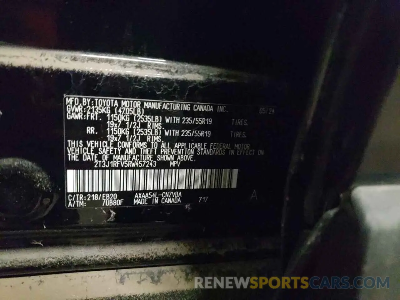 13 fotografías del automóvil dañado 2T3J1RFV5RW457243 TOYOTA RAV4 2024