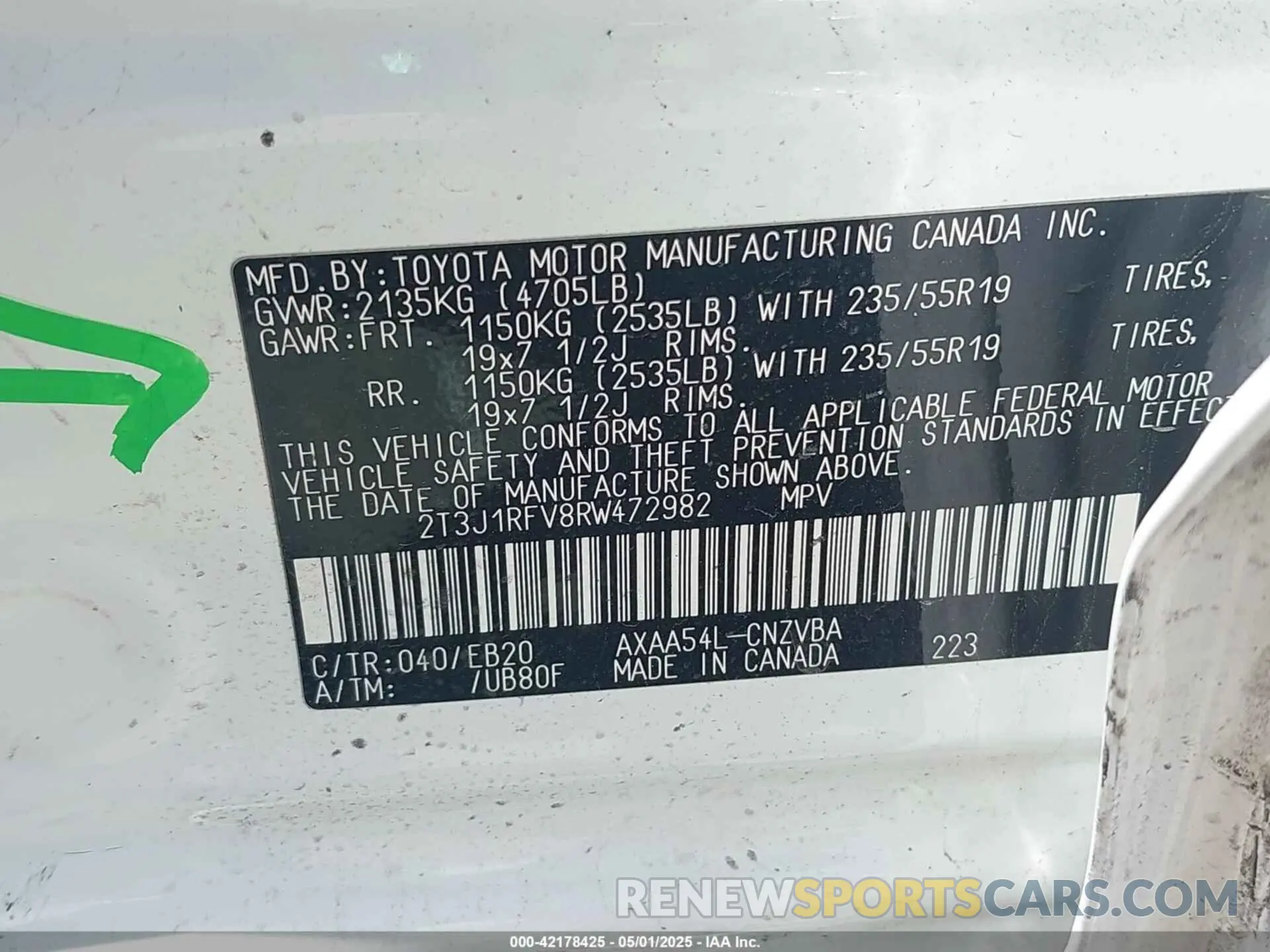 9 fotografías del automóvil dañado 2T3J1RFV8RW472982 TOYOTA RAV4 2024