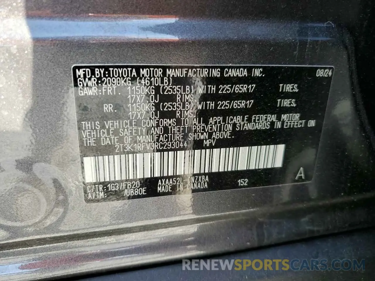 14 fotografías del automóvil dañado 2T3K1RFV3RC293044 TOYOTA RAV4 2024
