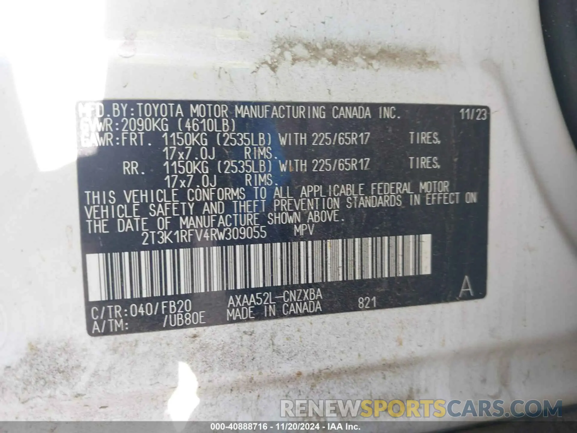 9 fotografías del automóvil dañado 2T3K1RFV4RW309055 TOYOTA RAV4 2024