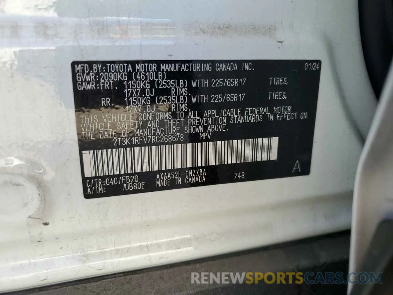 14 fotografías del automóvil dañado 2T3K1RFV7RC268678 TOYOTA RAV4 2024