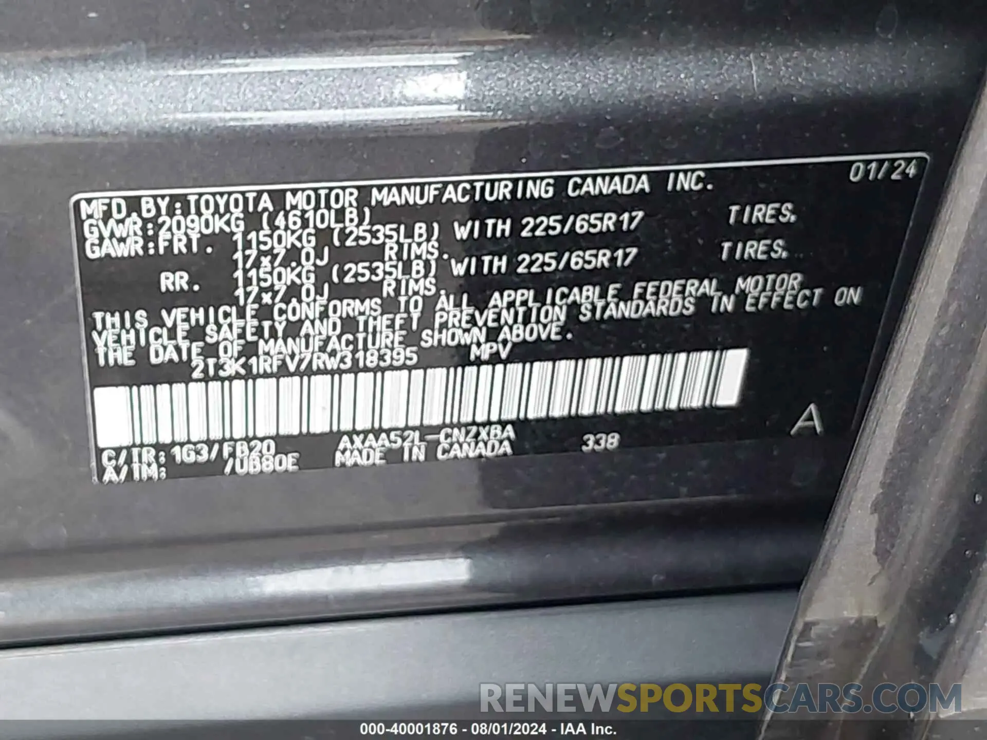 9 fotografías del automóvil dañado 2T3K1RFV7RW318395 TOYOTA RAV4 2024