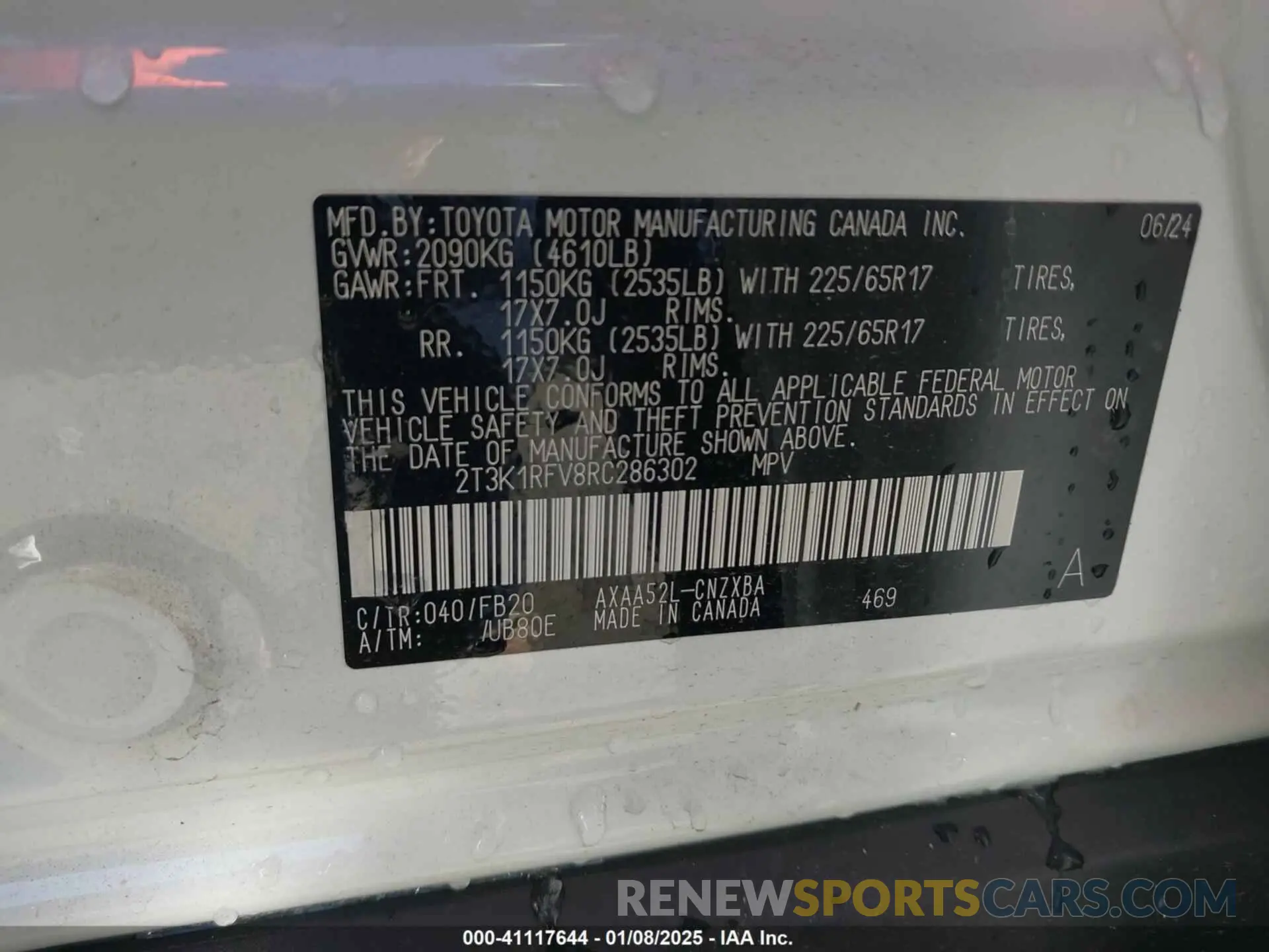 9 fotografías del automóvil dañado 2T3K1RFV8RC286302 TOYOTA RAV4 2024