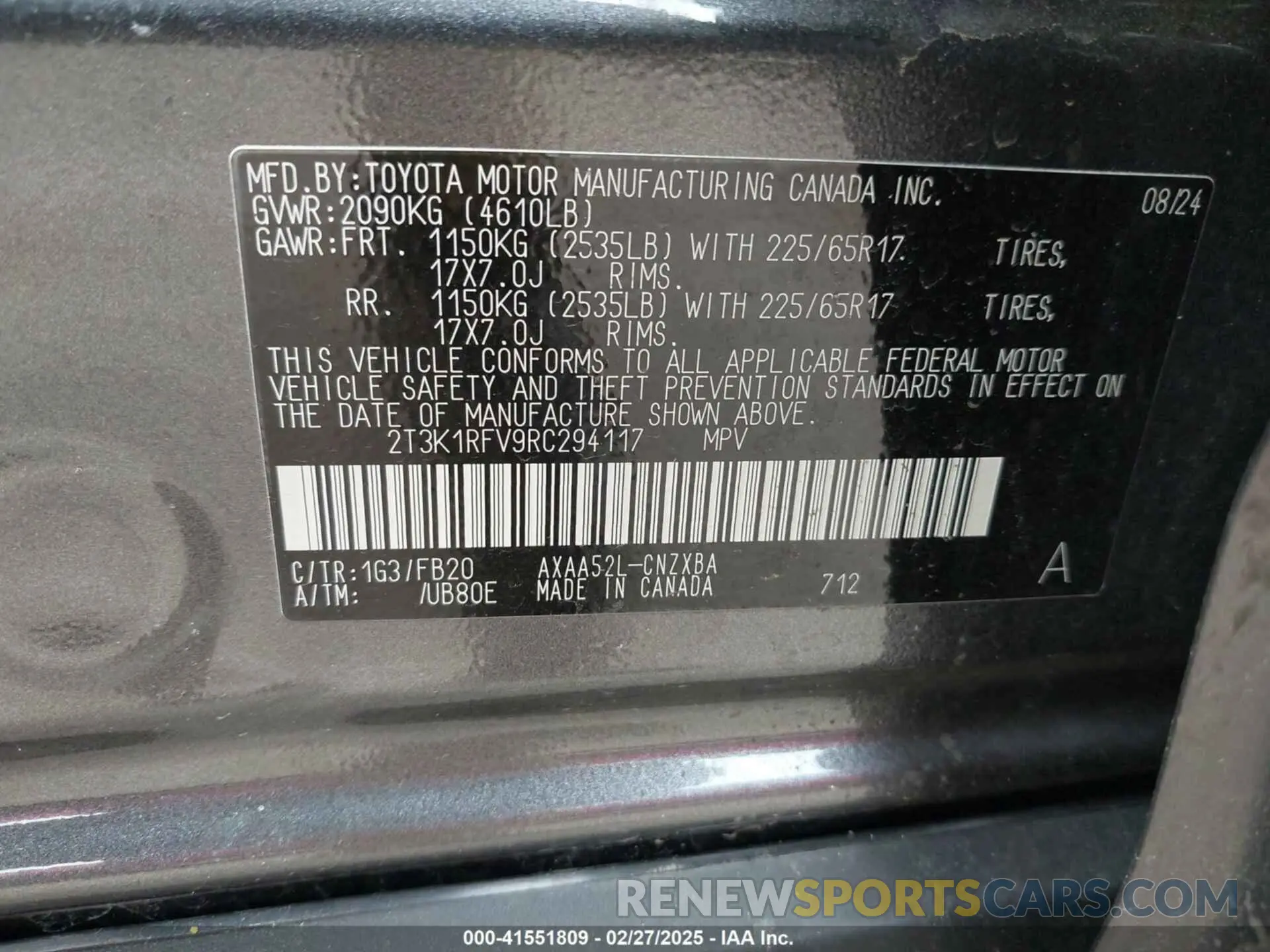 9 fotografías del automóvil dañado 2T3K1RFV9RC294117 TOYOTA RAV4 2024