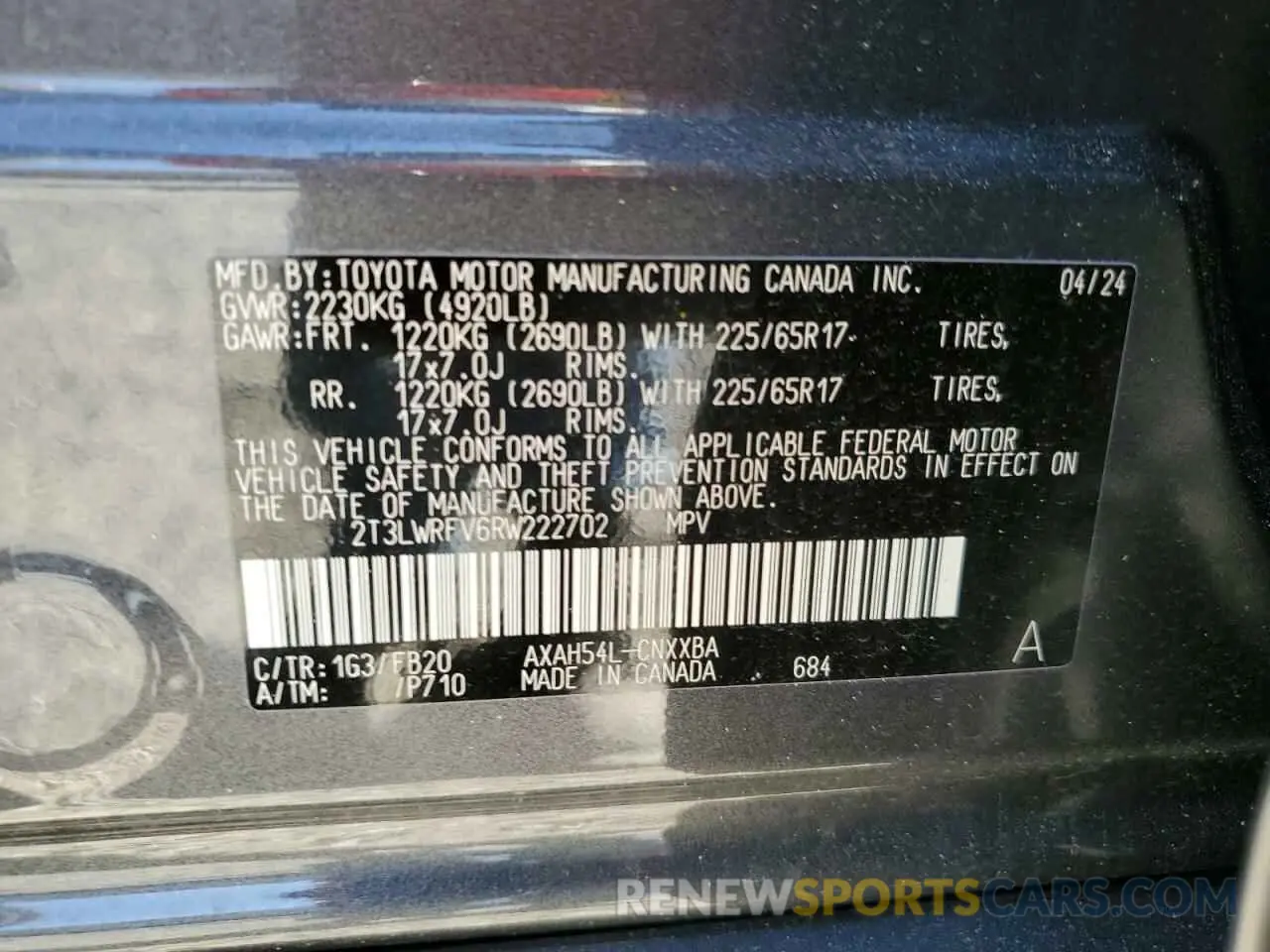 14 fotografías del automóvil dañado 2T3LWRFV6RW222702 TOYOTA RAV4 2024