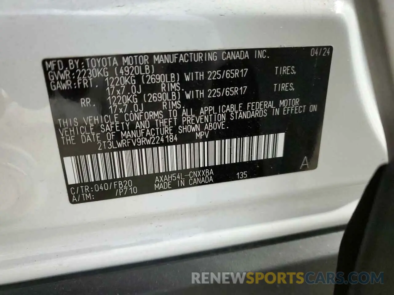 13 fotografías del automóvil dañado 2T3LWRFV9RW224184 TOYOTA RAV4 2024
