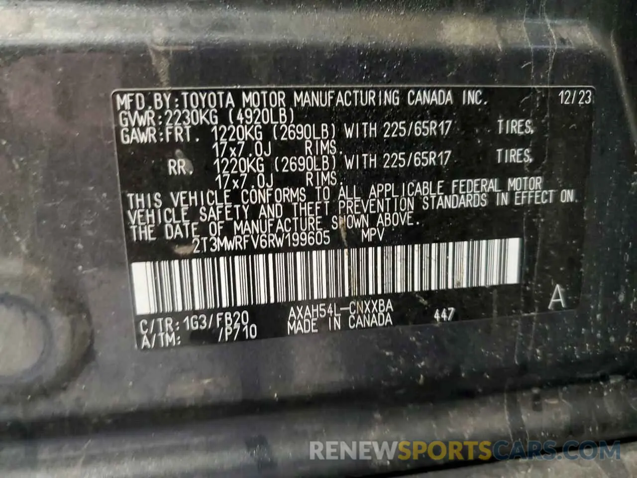 13 fotografías del automóvil dañado 2T3MWRFV6RW199605 TOYOTA RAV4 2024