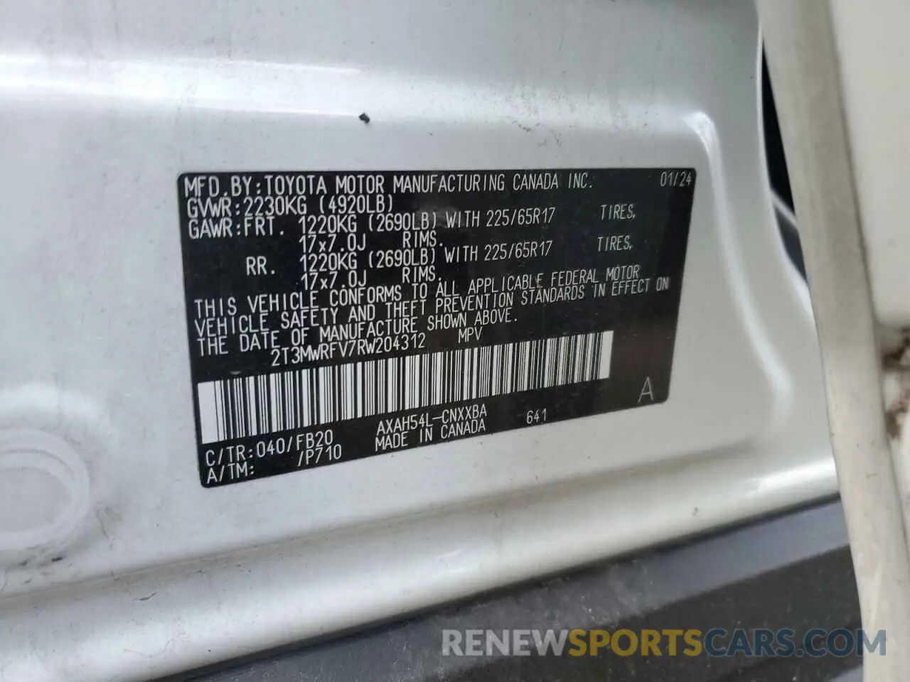 13 fotografías del automóvil dañado 2T3MWRFV7RW204312 TOYOTA RAV4 2024