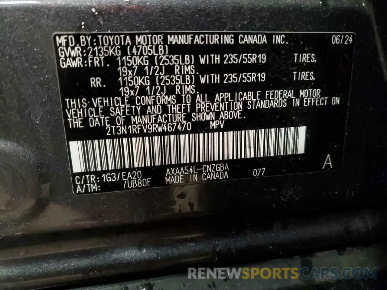 13 fotografías del automóvil dañado 2T3N1RFV9RW467470 TOYOTA RAV4 2024
