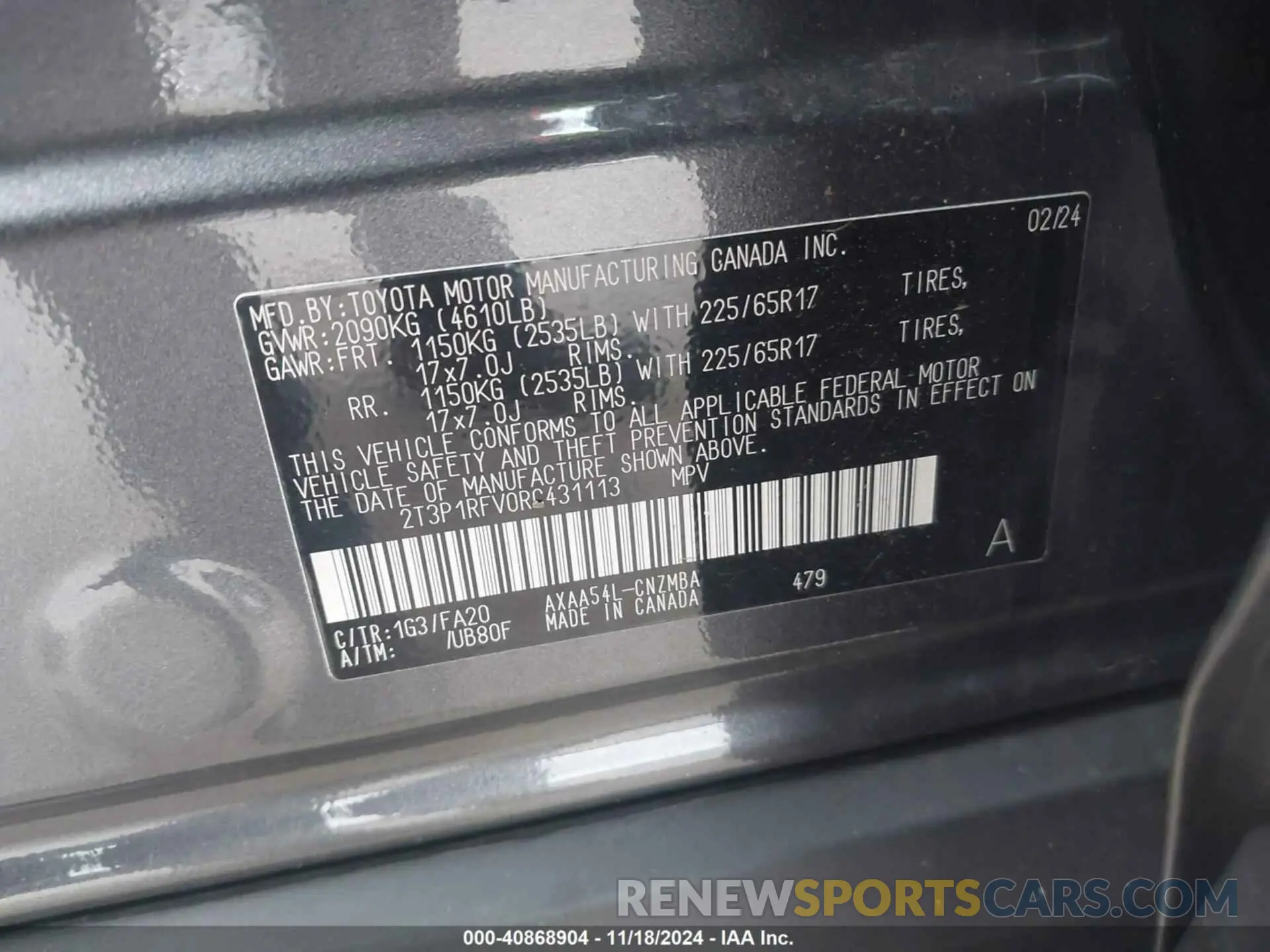 9 fotografías del automóvil dañado 2T3P1RFV0RC431113 TOYOTA RAV4 2024