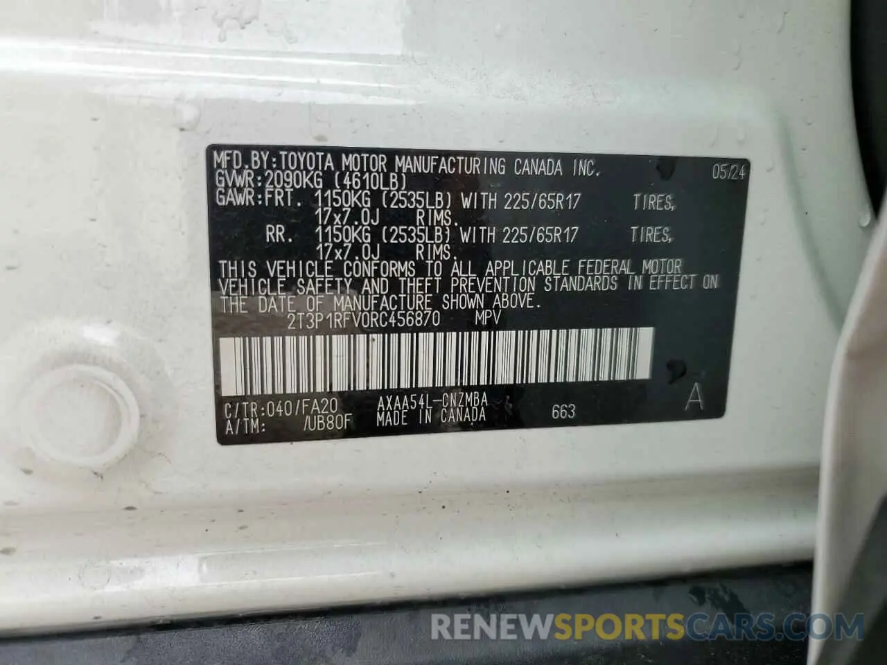13 fotografías del automóvil dañado 2T3P1RFV0RC456870 TOYOTA RAV4 2024