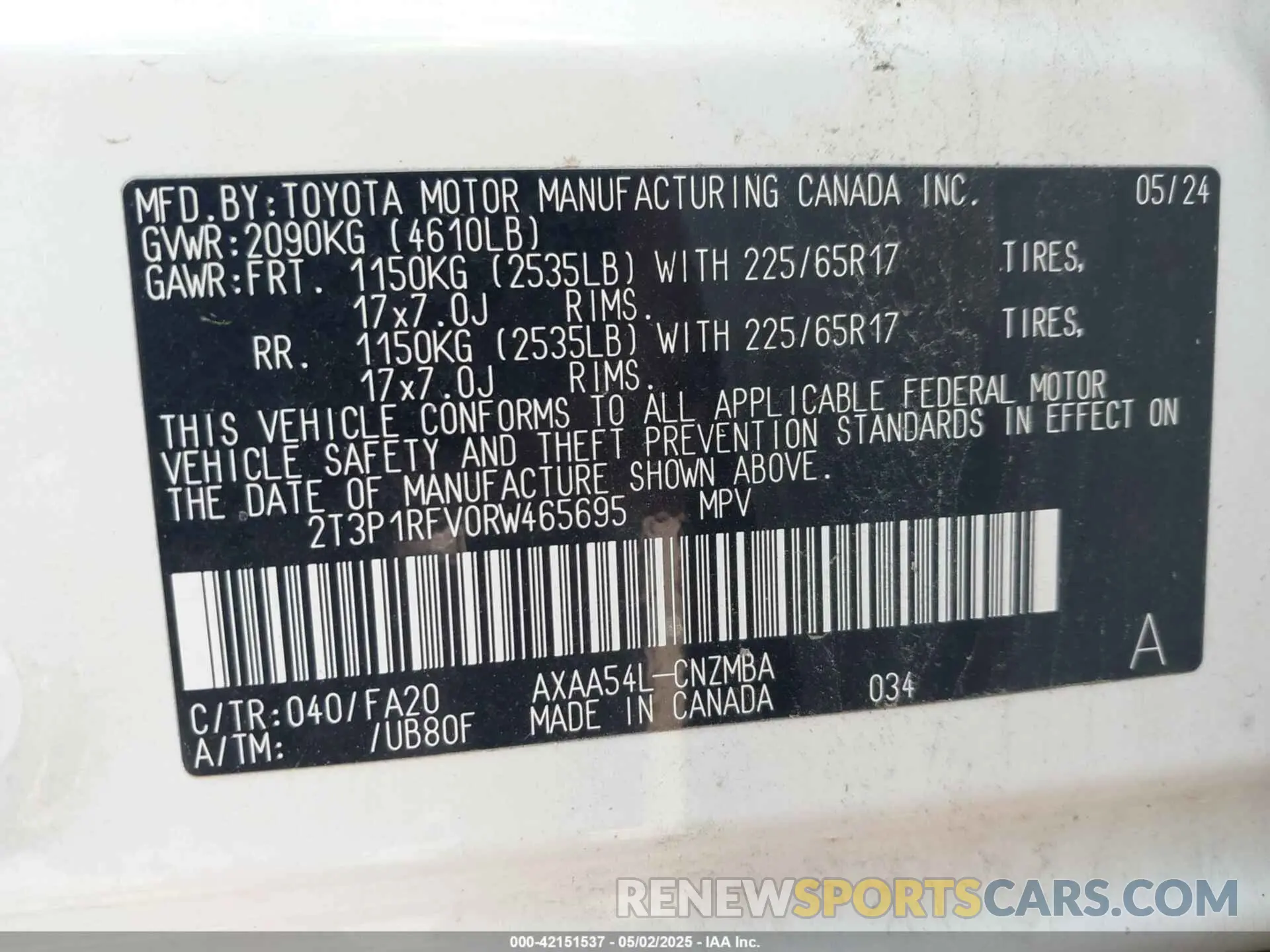 9 fotografías del automóvil dañado 2T3P1RFV0RW465695 TOYOTA RAV4 2024