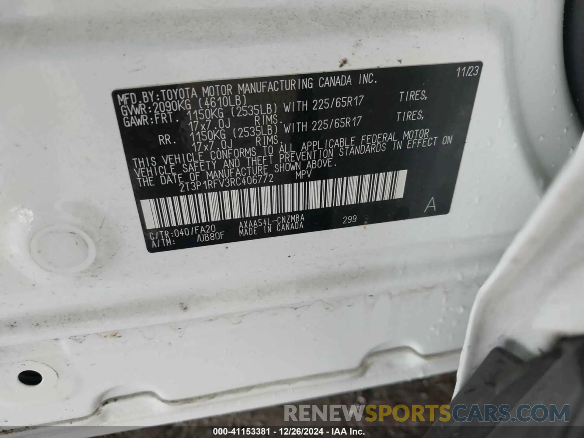9 fotografías del automóvil dañado 2T3P1RFV3RC406772 TOYOTA RAV4 2024