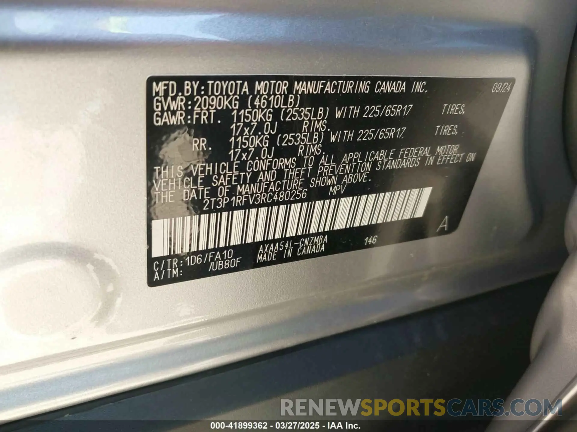 9 fotografías del automóvil dañado 2T3P1RFV3RC480256 TOYOTA RAV4 2024