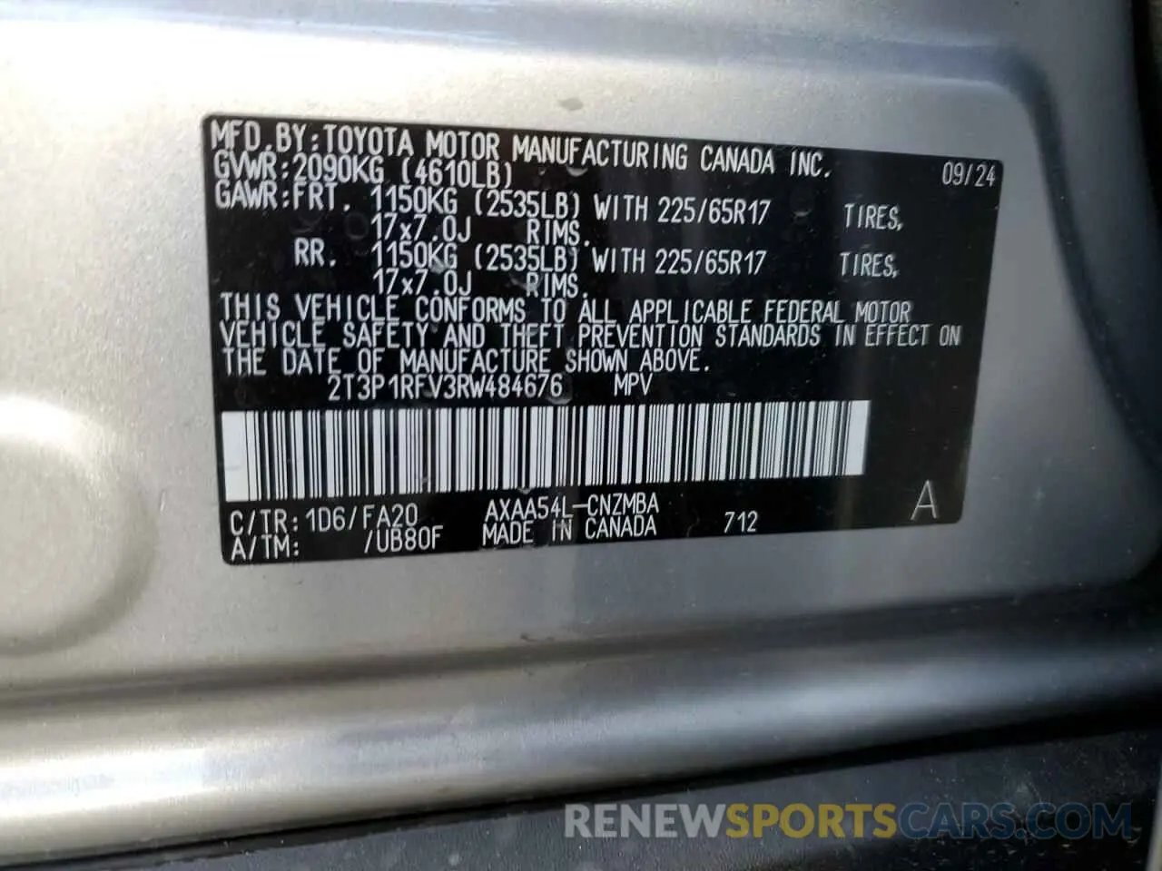 13 fotografías del automóvil dañado 2T3P1RFV3RW484676 TOYOTA RAV4 2024