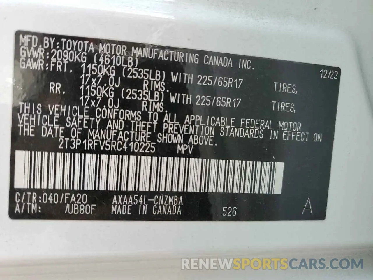 12 fotografías del automóvil dañado 2T3P1RFV5RC410225 TOYOTA RAV4 2024