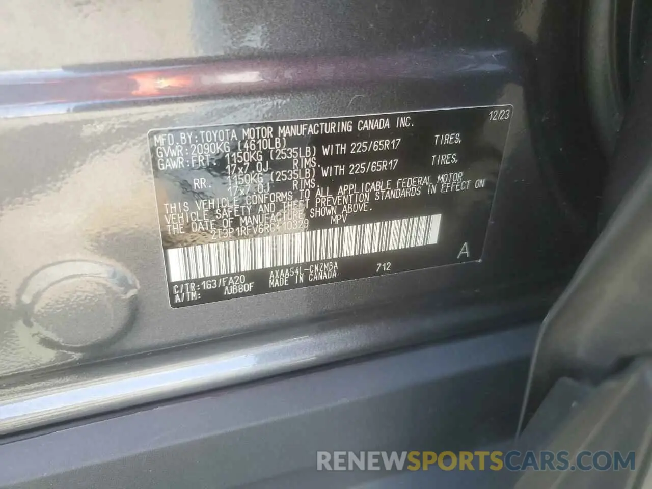 12 fotografías del automóvil dañado 2T3P1RFV6RC410329 TOYOTA RAV4 2024