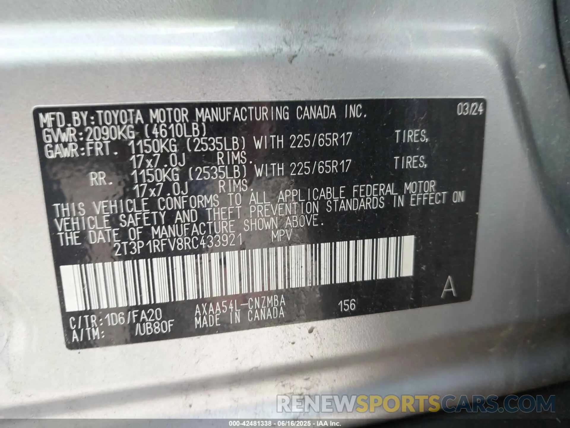 9 fotografías del automóvil dañado 2T3P1RFV8RC433921 TOYOTA RAV4 2024