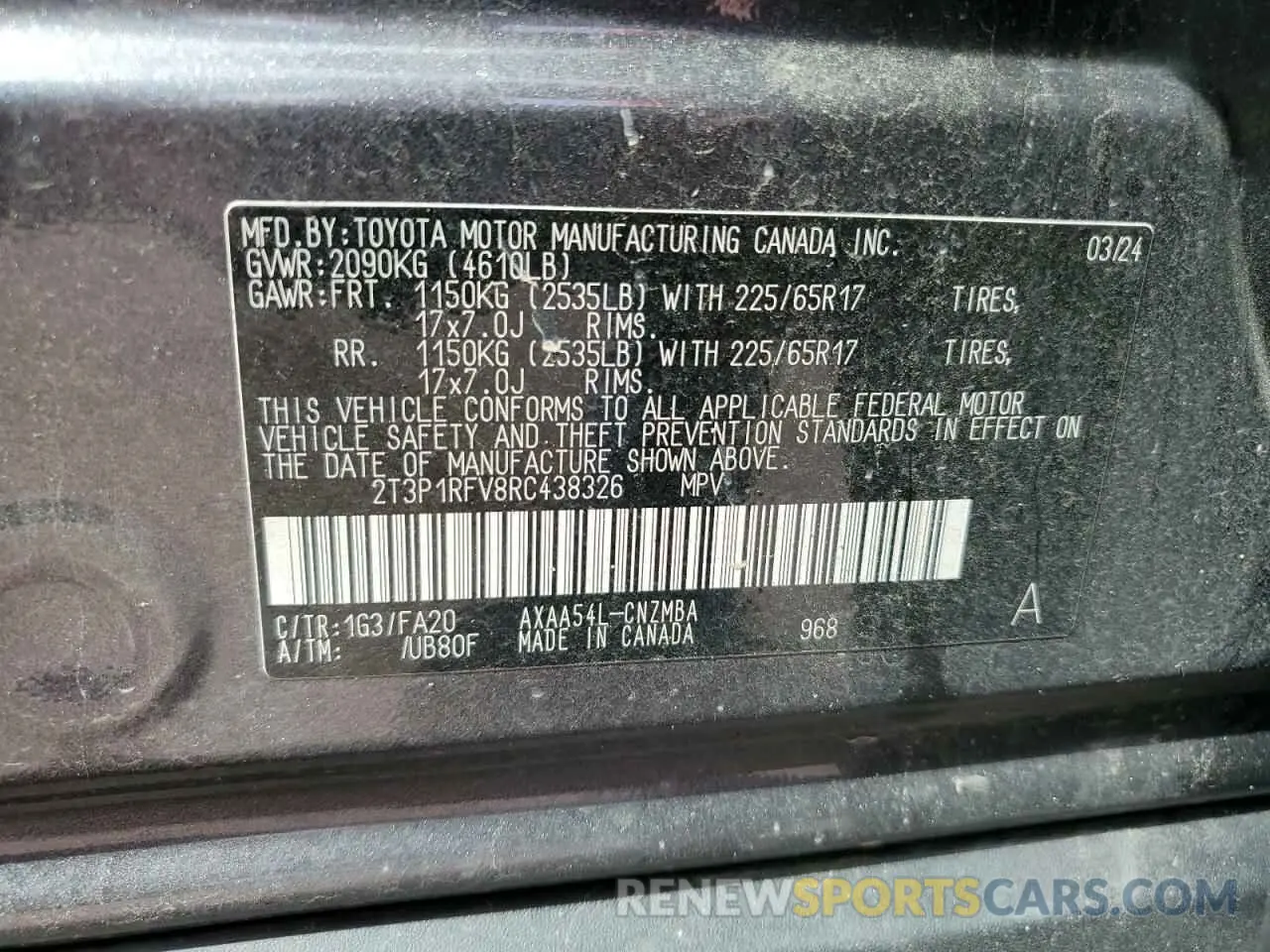 15 fotografías del automóvil dañado 2T3P1RFV8RC438326 TOYOTA RAV4 2024