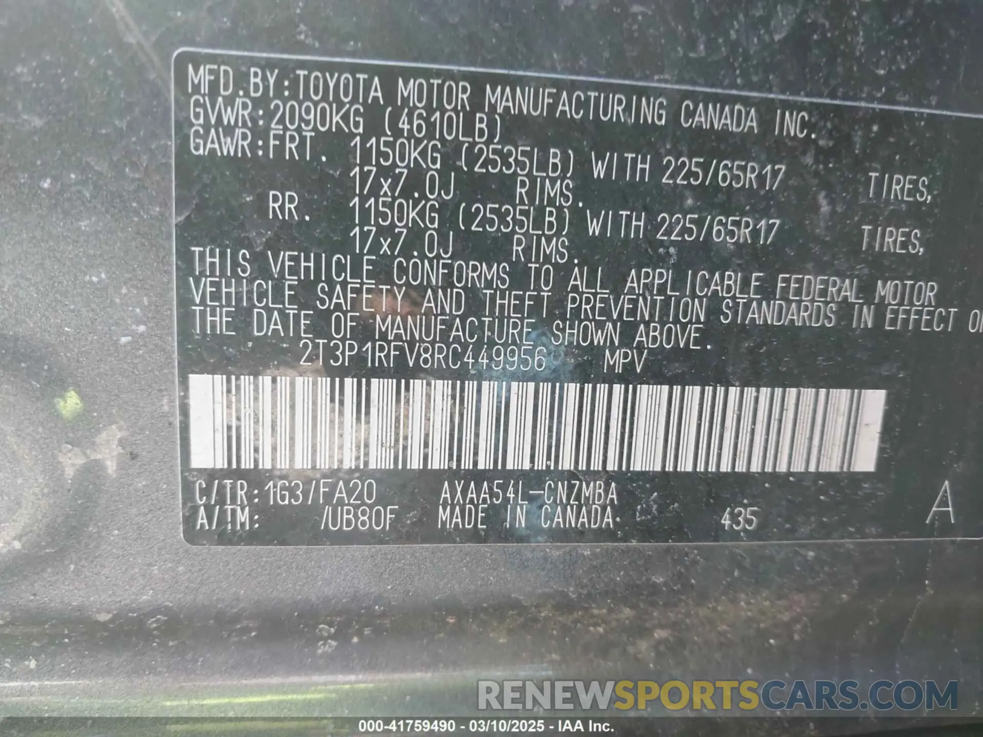 9 fotografías del automóvil dañado 2T3P1RFV8RC449956 TOYOTA RAV4 2024
