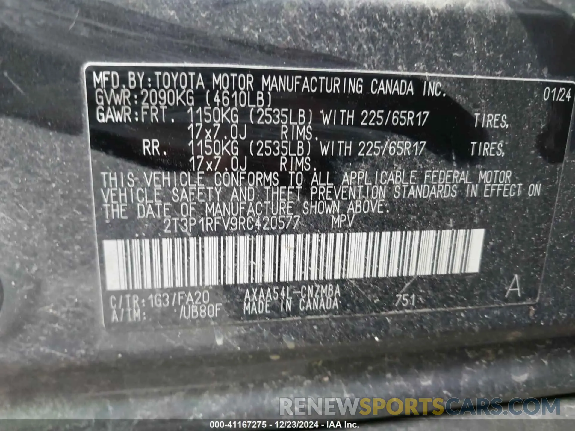 9 fotografías del automóvil dañado 2T3P1RFV9RC420577 TOYOTA RAV4 2024