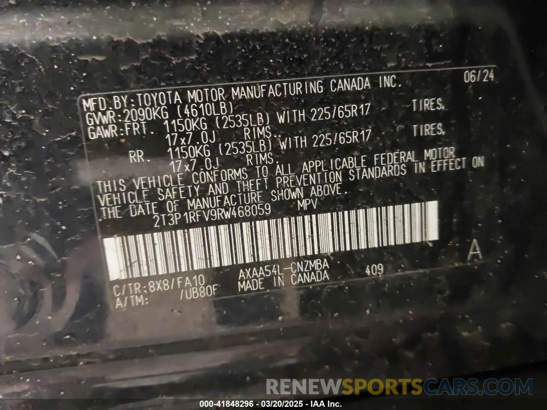 9 fotografías del automóvil dañado 2T3P1RFV9RW468059 TOYOTA RAV4 2024