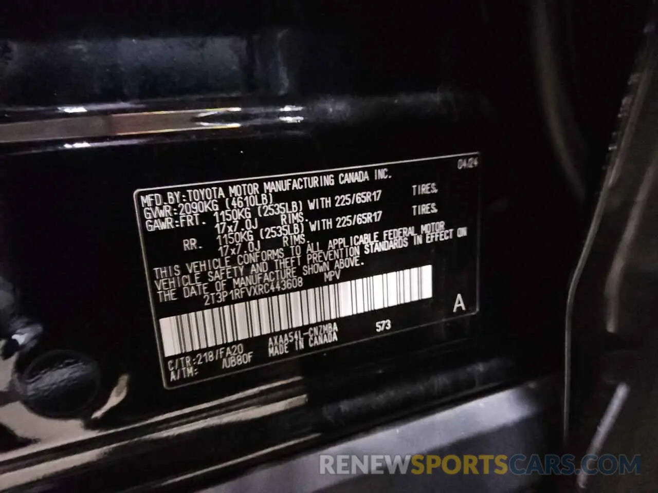 14 fotografías del automóvil dañado 2T3P1RFVXRC443608 TOYOTA RAV4 2024