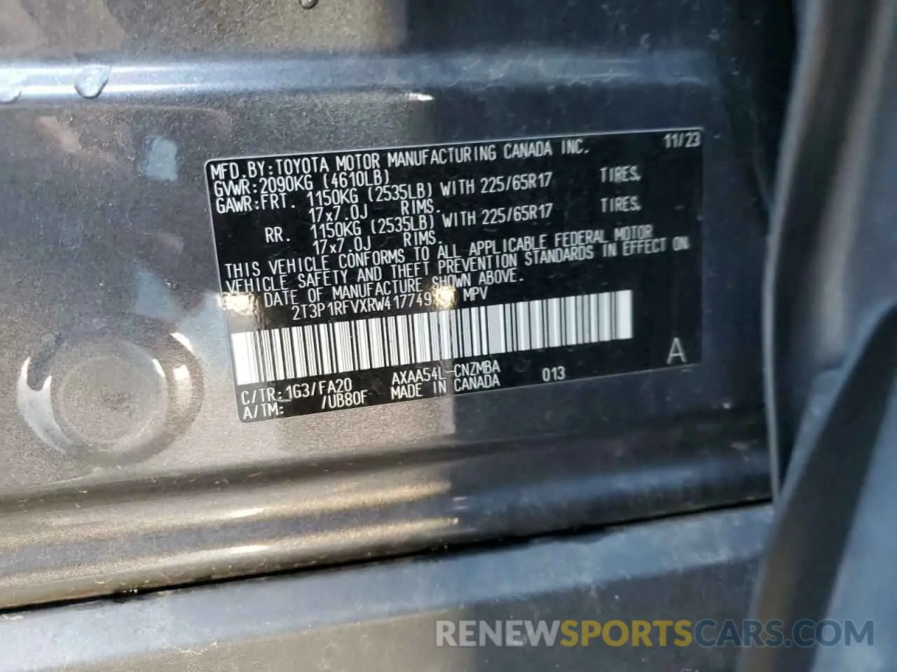 12 fotografías del automóvil dañado 2T3P1RFVXRW417749 TOYOTA RAV4 2024