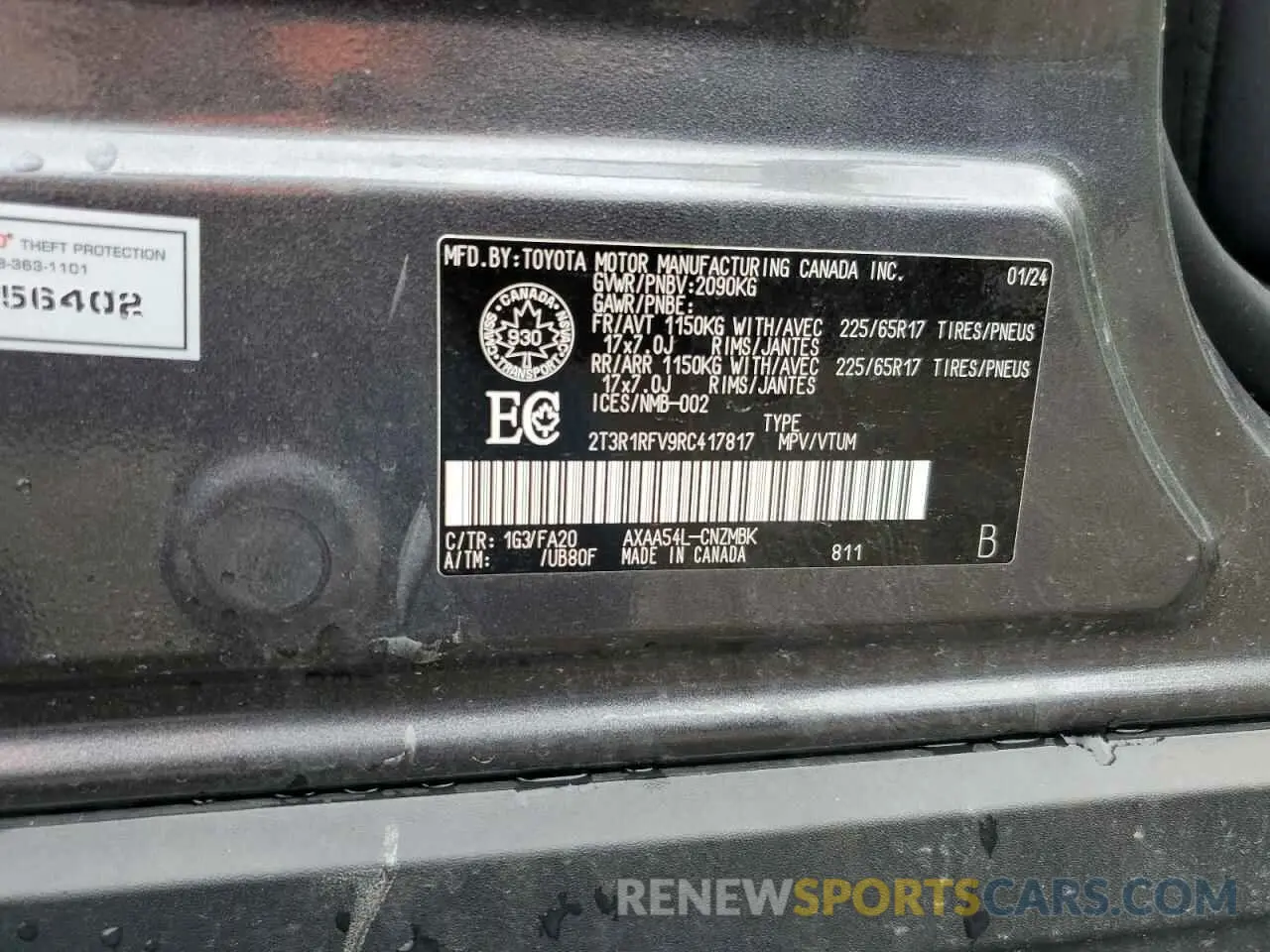 14 fotografías del automóvil dañado 2T3R1RFV9RC417817 TOYOTA RAV4 2024