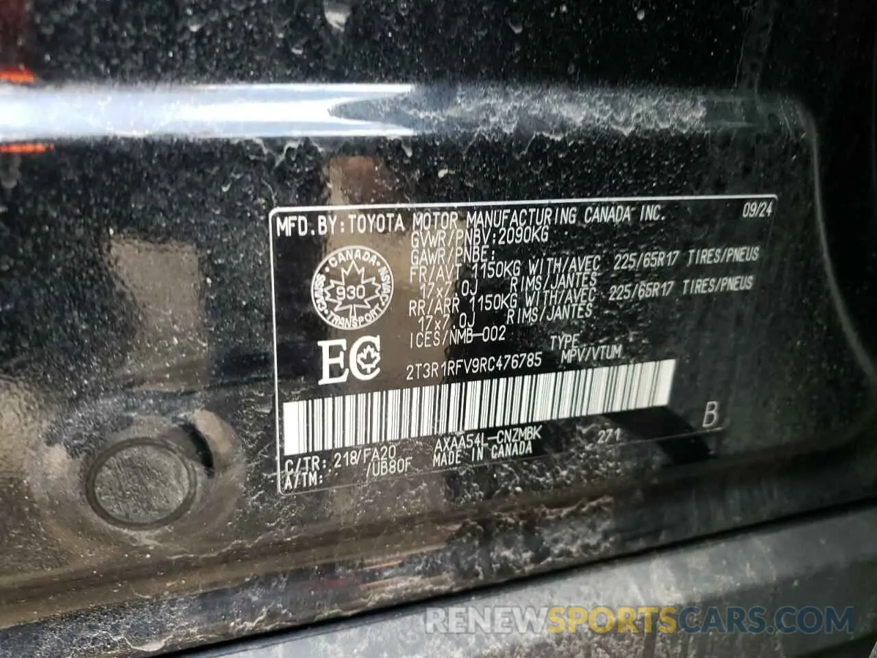 13 fotografías del automóvil dañado 2T3R1RFV9RC476785 TOYOTA RAV4 2024