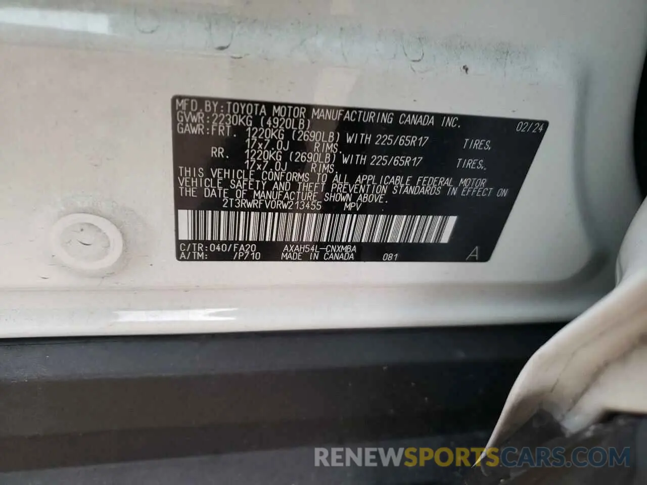 12 fotografías del automóvil dañado 2T3RWRFV0RW213455 TOYOTA RAV4 2024