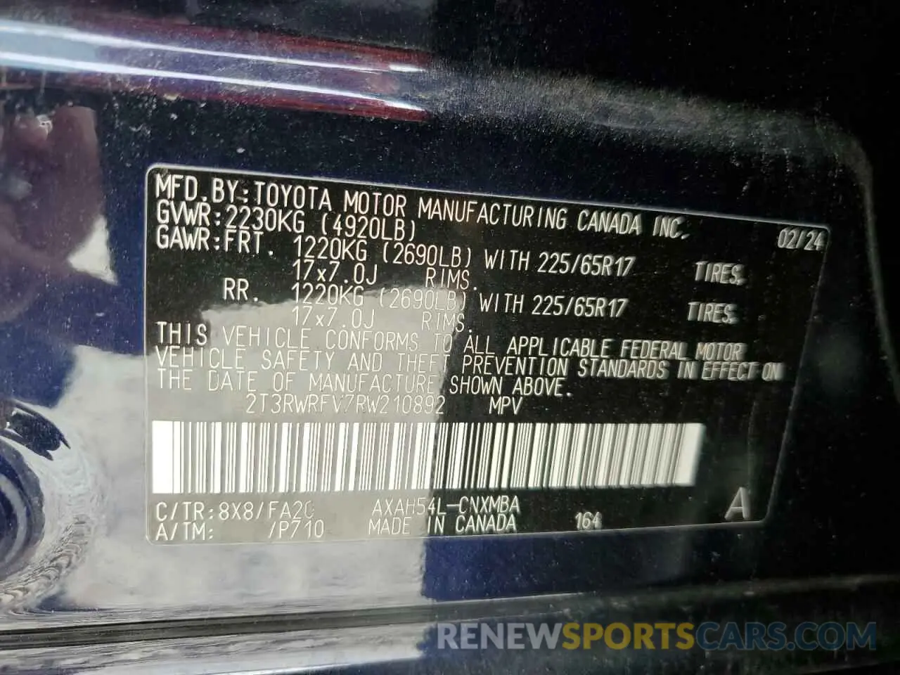 14 fotografías del automóvil dañado 2T3RWRFV7RW210892 TOYOTA RAV4 2024