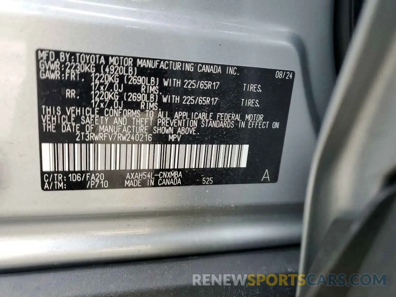 13 fotografías del automóvil dañado 2T3RWRFV7RW240216 TOYOTA RAV4 2024