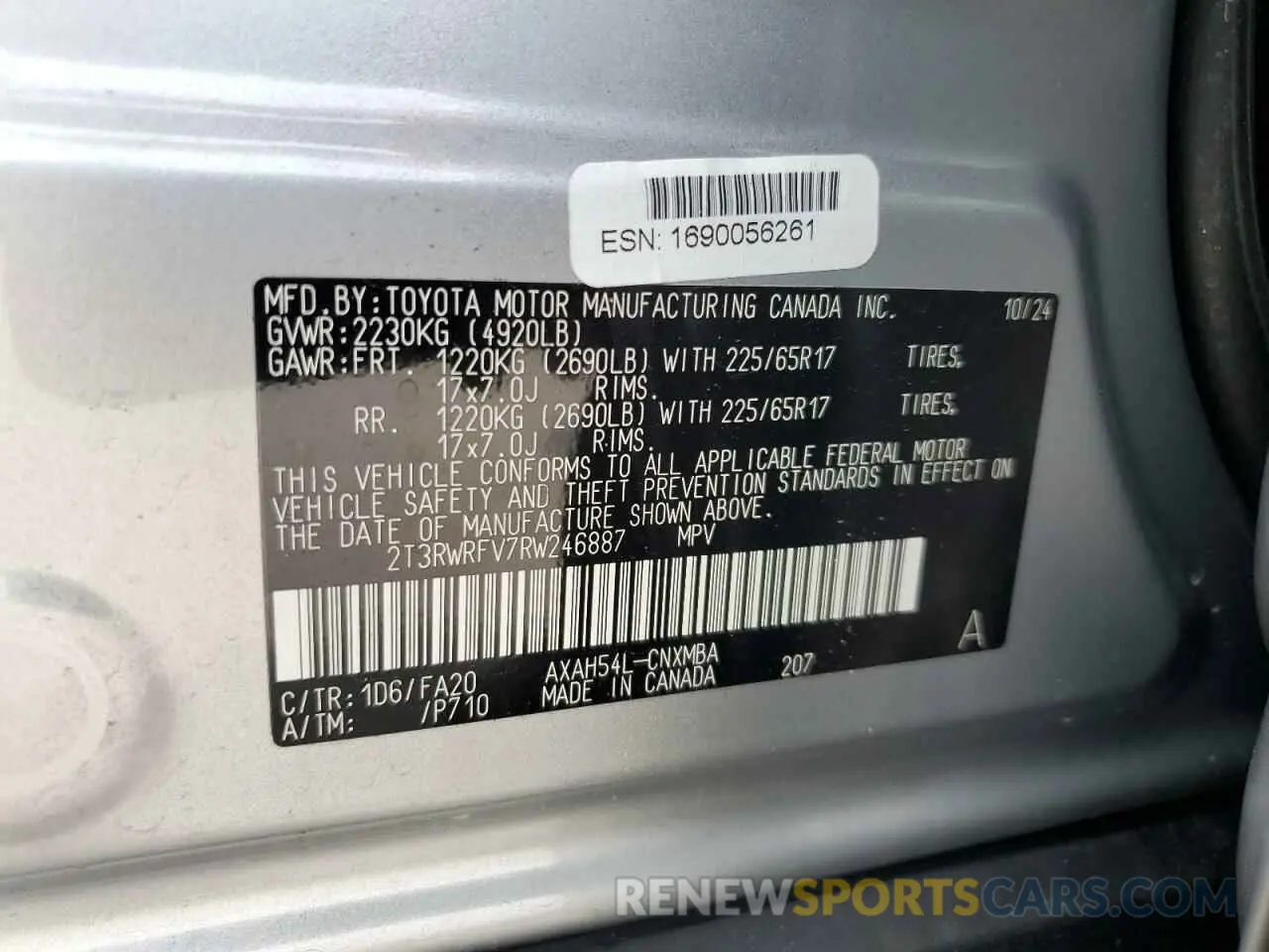13 fotografías del automóvil dañado 2T3RWRFV7RW246887 TOYOTA RAV4 2024