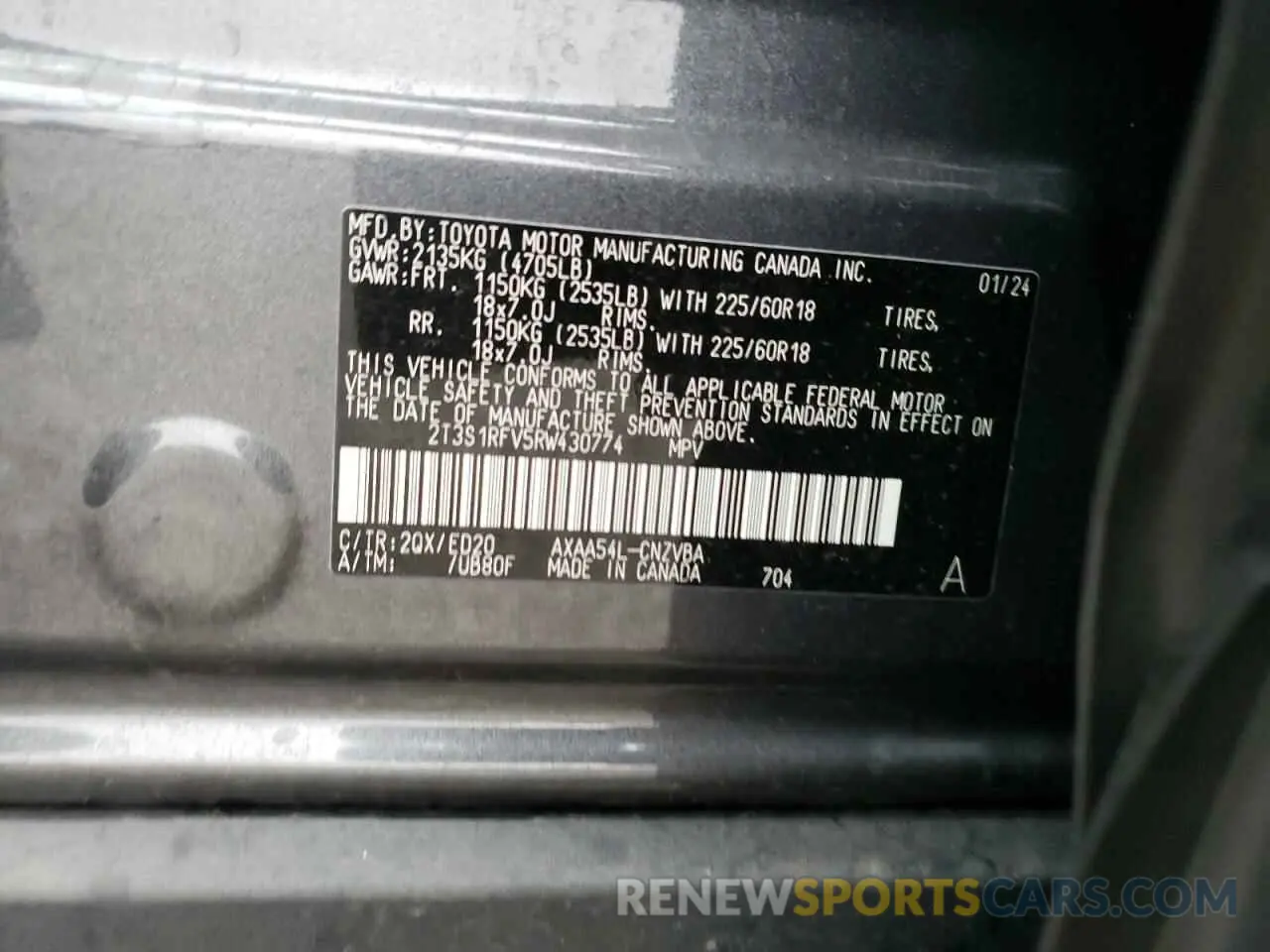 13 fotografías del automóvil dañado 2T3S1RFV5RW430774 TOYOTA RAV4 2024