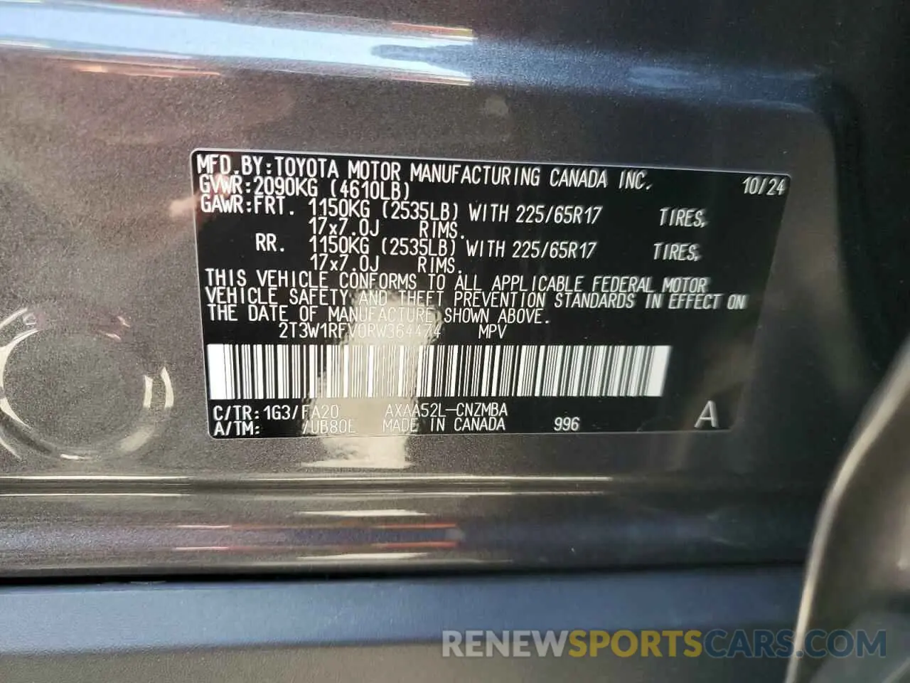 13 fotografías del automóvil dañado 2T3W1RFV0RW364474 TOYOTA RAV4 2024
