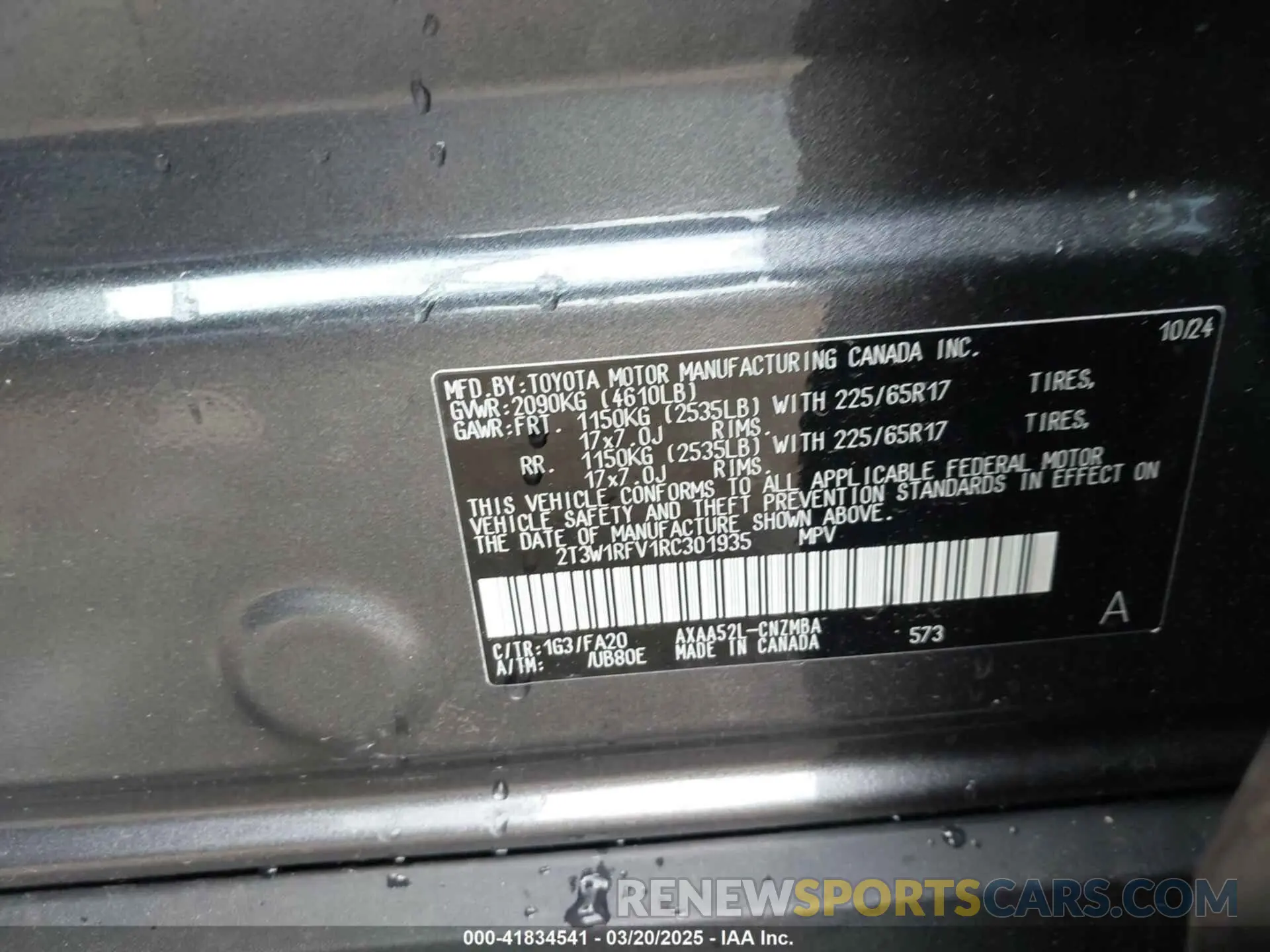 9 fotografías del automóvil dañado 2T3W1RFV1RC301935 TOYOTA RAV4 2024