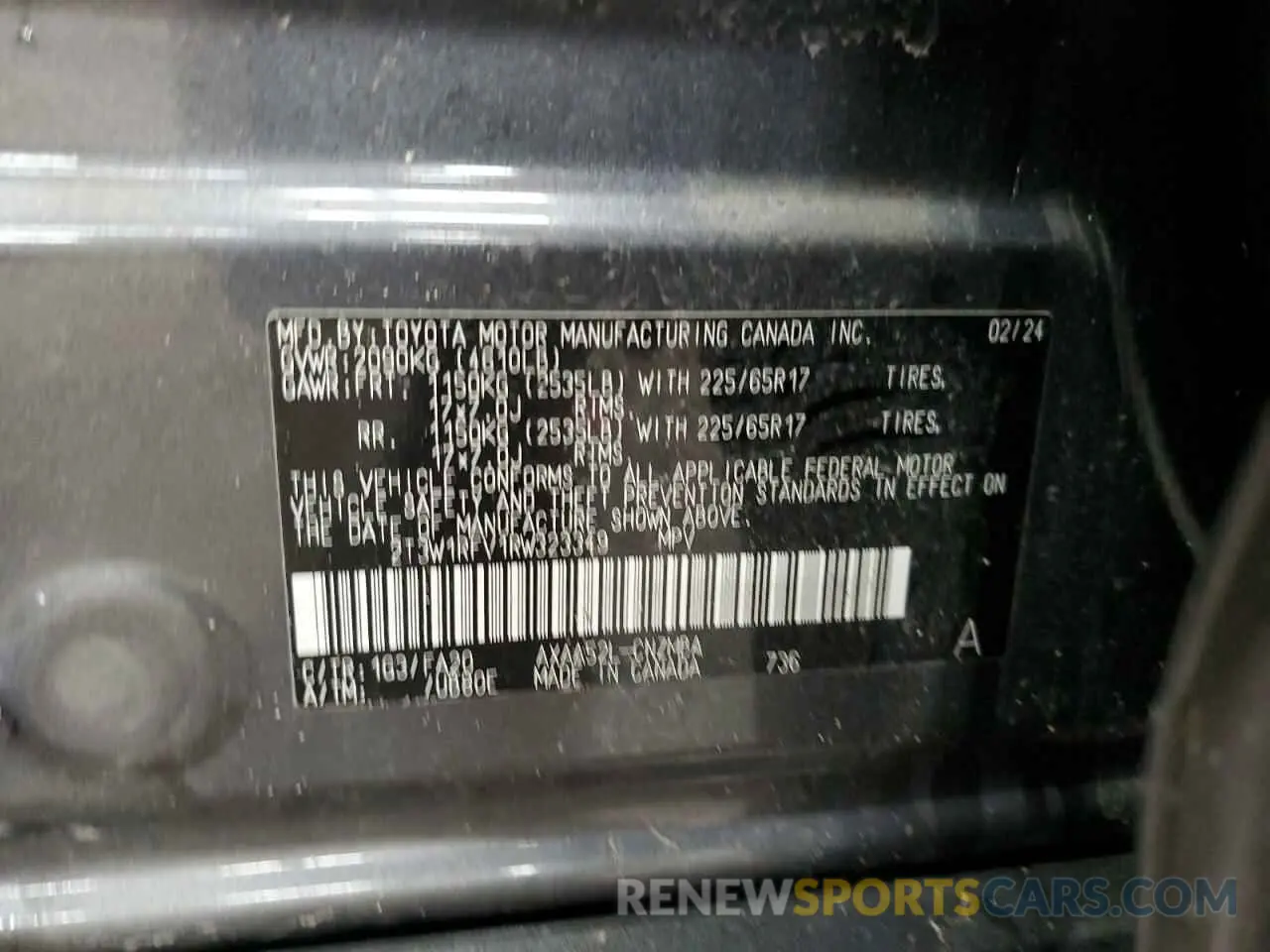 12 fotografías del automóvil dañado 2T3W1RFV1RW323349 TOYOTA RAV4 2024