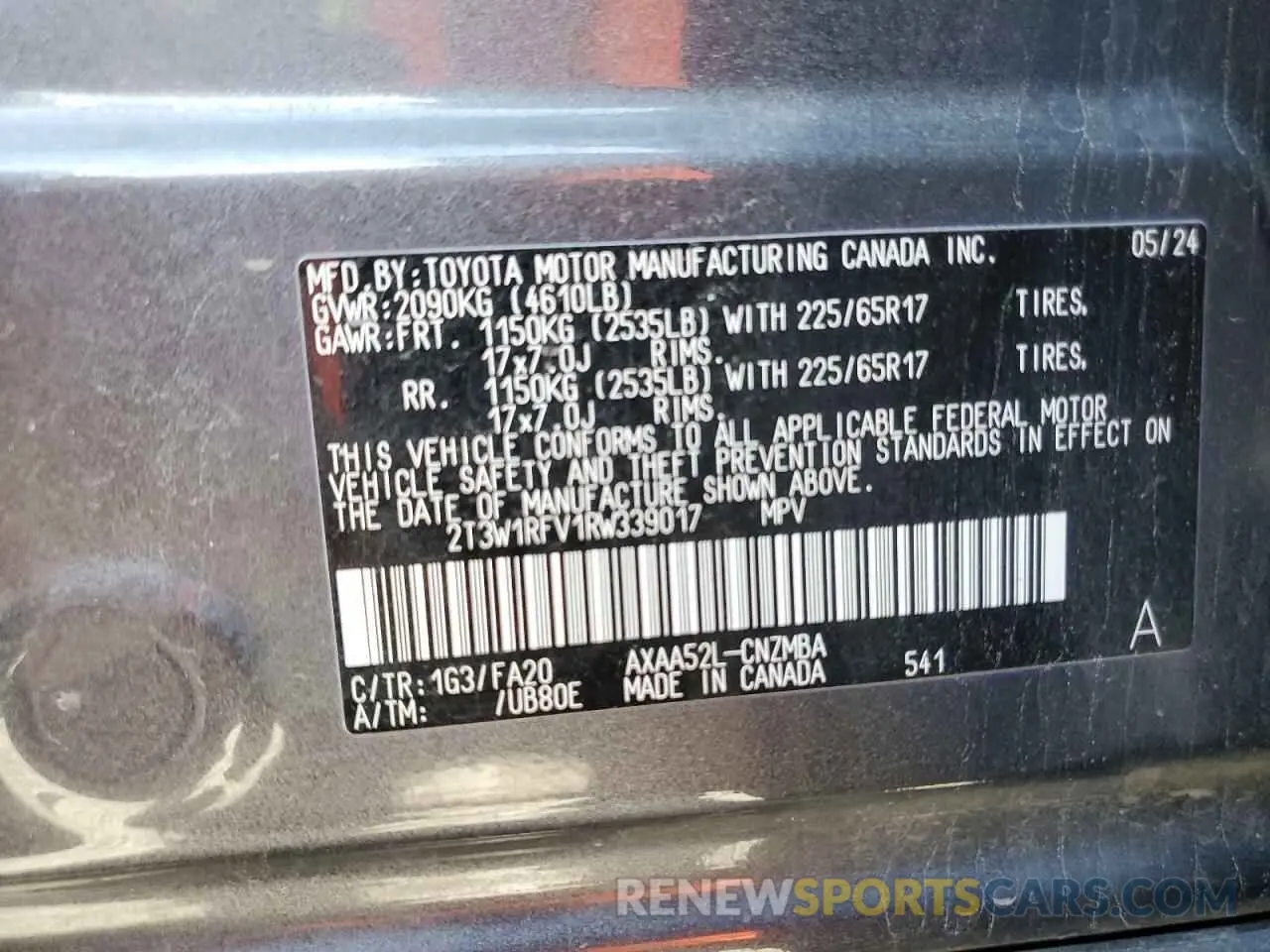 12 fotografías del automóvil dañado 2T3W1RFV1RW339017 TOYOTA RAV4 2024
