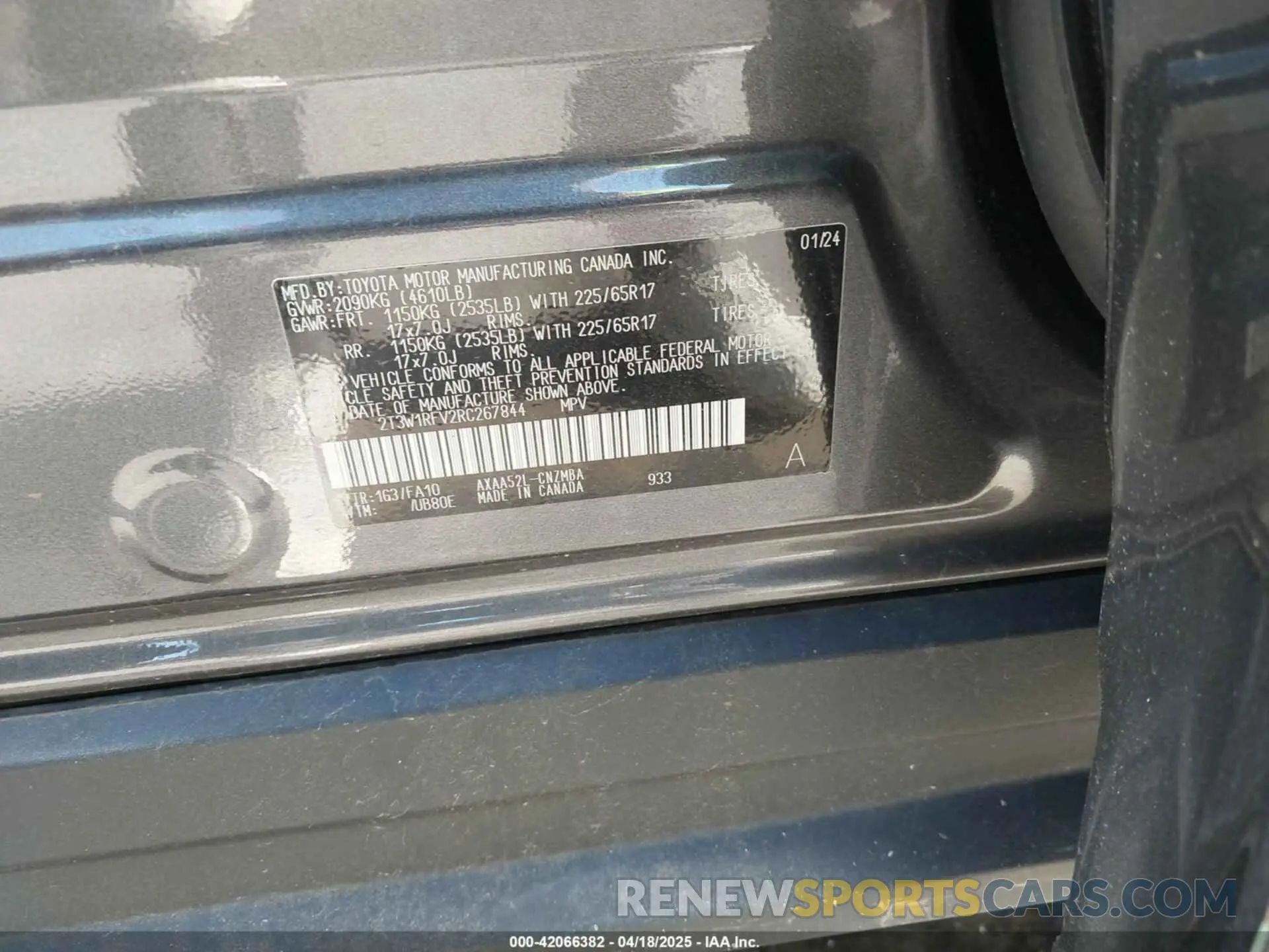 9 fotografías del automóvil dañado 2T3W1RFV2RC267844 TOYOTA RAV4 2024